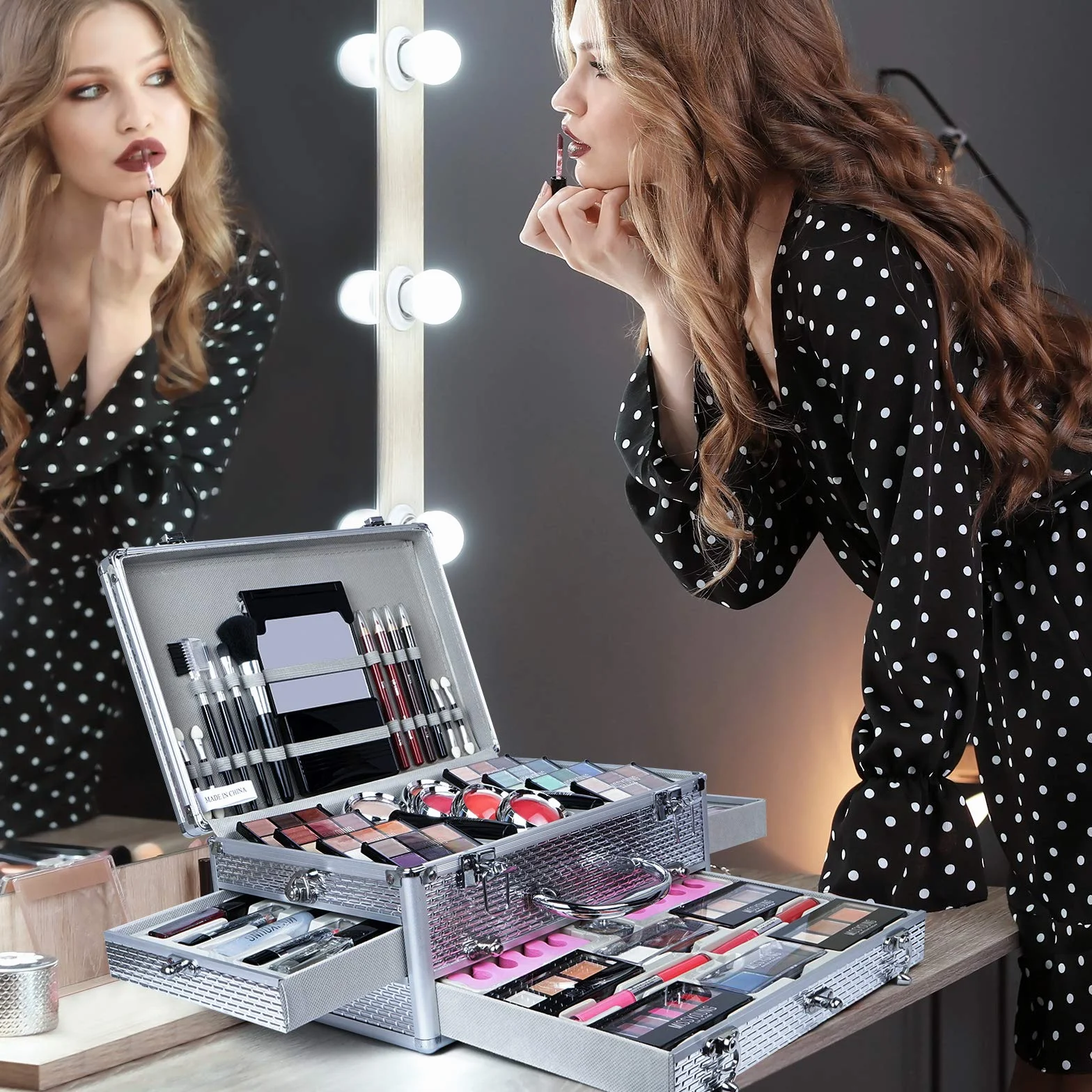 Set di Trucchi Make Up Cosmetico Valigia per il Trucco Kit Trucchi Tutto in Uno Tavolozza per Beauty Case Make Up Scatola Completo Valigetta con ombretto, Blush polvere e Lucidalabbra #3