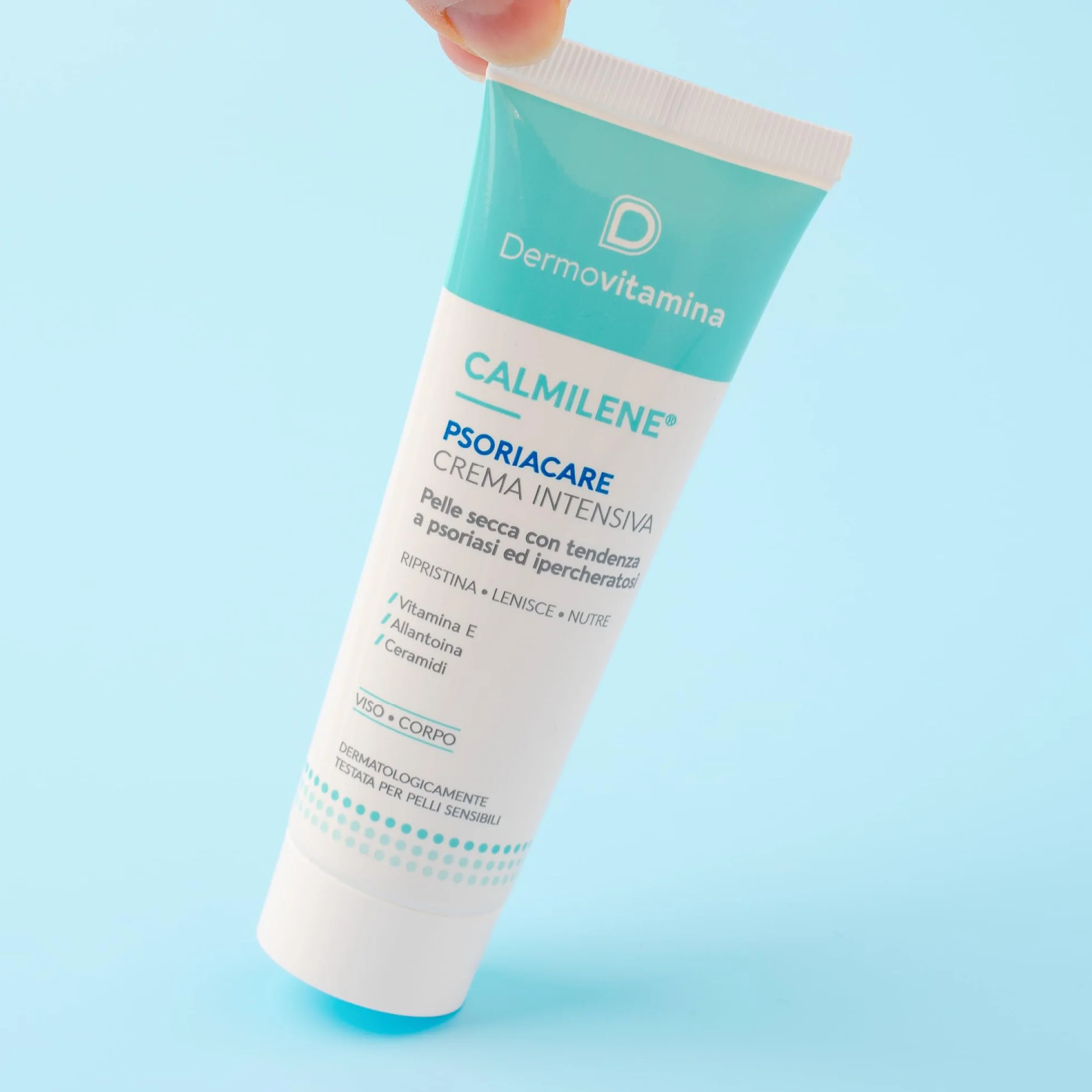 Dermovitamina Calmilene Psoriacare Crema Intensiva - Con Vitamina E e Ceramidi - Per la Pelle con Prurito, Arrossamento e Disquamazione - Con tendenza a Psoriasi e Ipercheratosi Cutanea - 50 ml