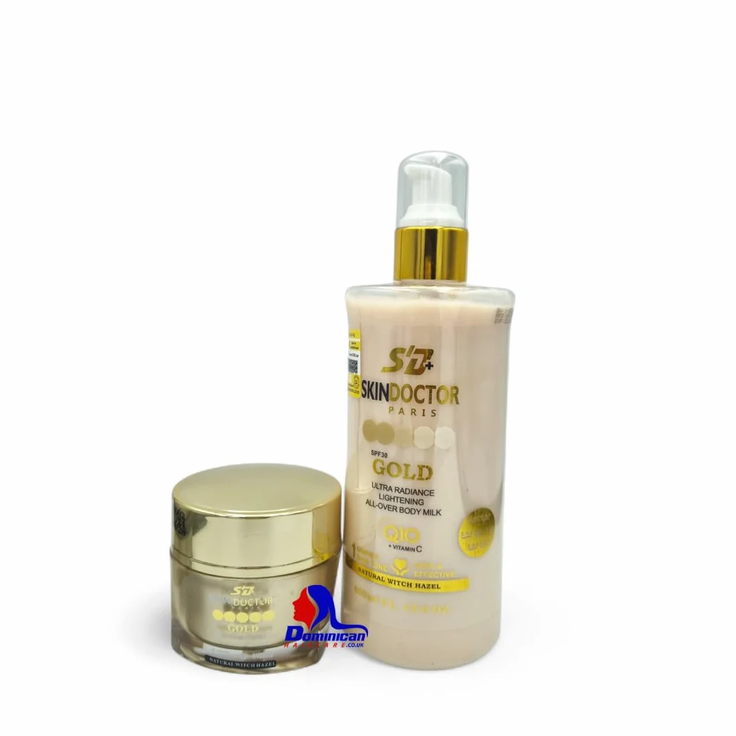 Duo SD Skin Doctor Paris Gold Latte Corpo SPF30 & Crema Viso SPF45 – Vitamina C, Q10 & Hamamelis