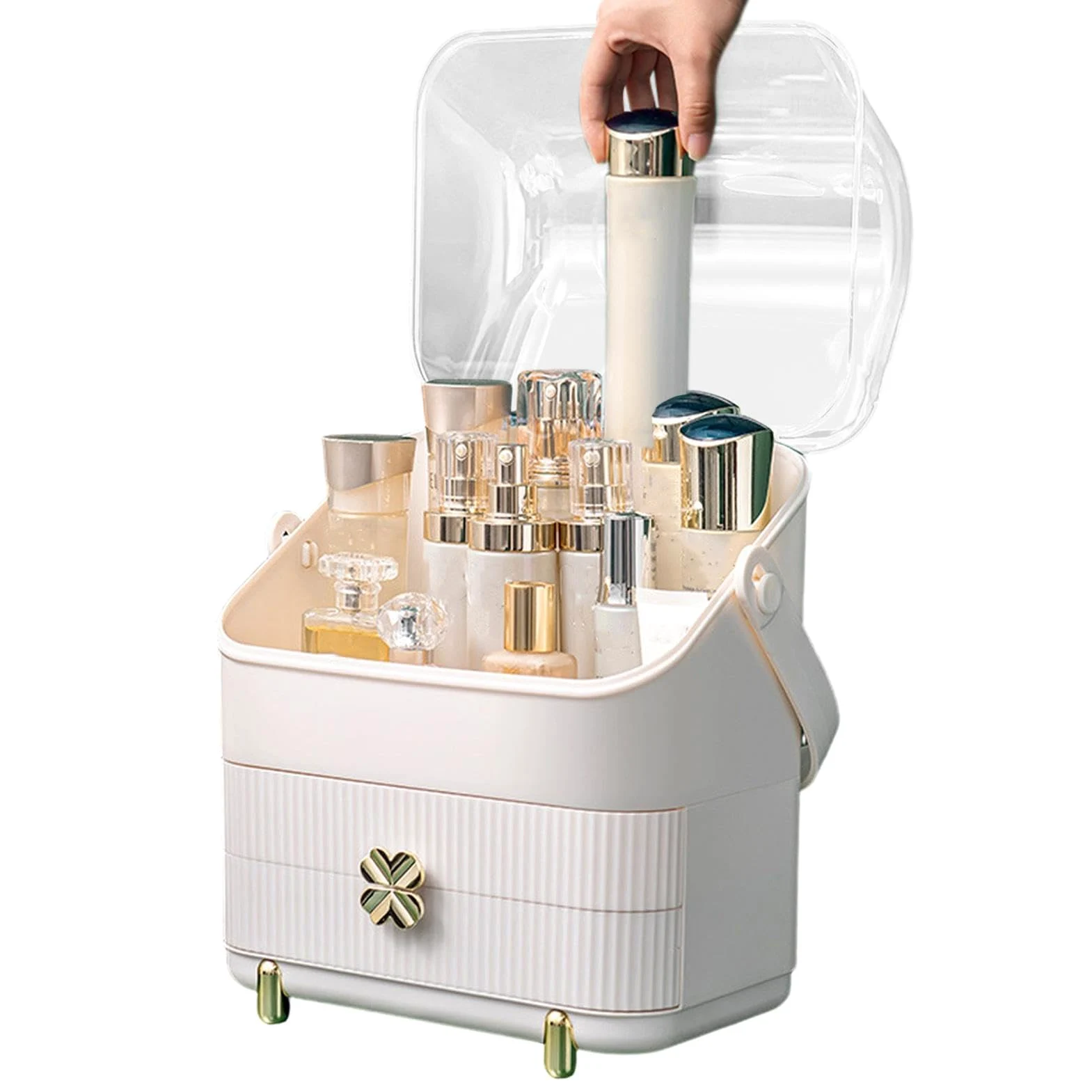 Generico Organizer Trucchi Da Tavolo Espositori Per Pennelli Cosmetici | Porta Trucchi Impermeabile Antipolvere Coperchio Trasparente Da Banco Per Toeletta Ufficio Dormitorio Bagno Lavabo