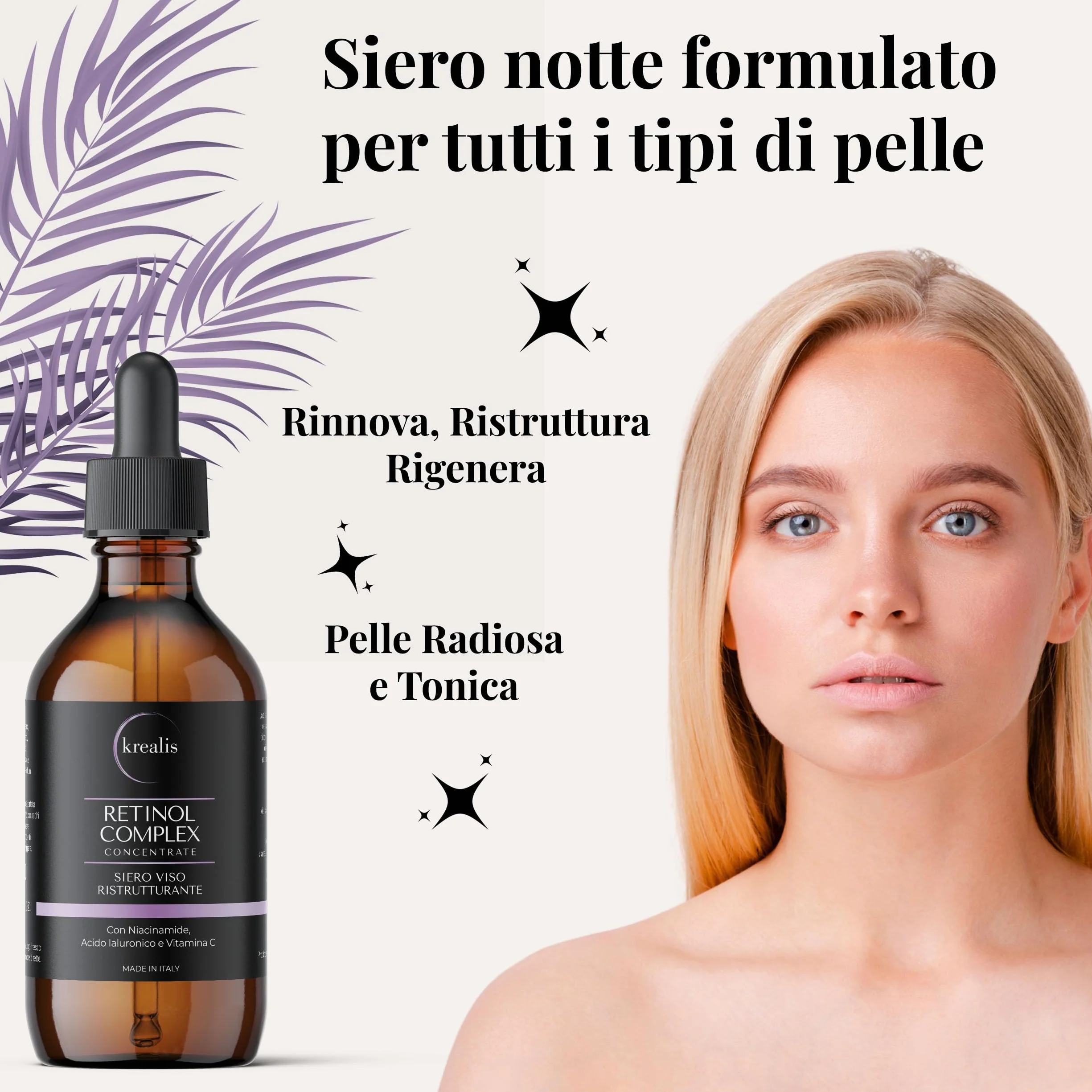100ml - Retinolo Viso Completo con Niacinamide, Acido Ialuronico e Vitamina C, Siero Retinolo Idratante, Siero Viso, Antirughe, Antimacchia