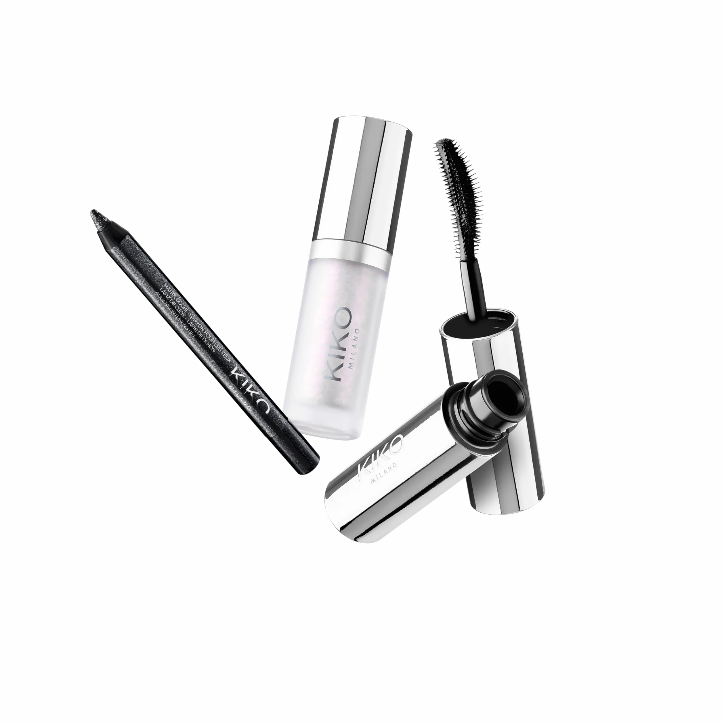 KIKO Milano Snow-Kissed Holiday Secret Santa Mini Make Up Gift Set, Gift Set Makeup: Mascara Effetto Volumizzante, Matita Occhi E Illuminante Liquido In Formato Mini