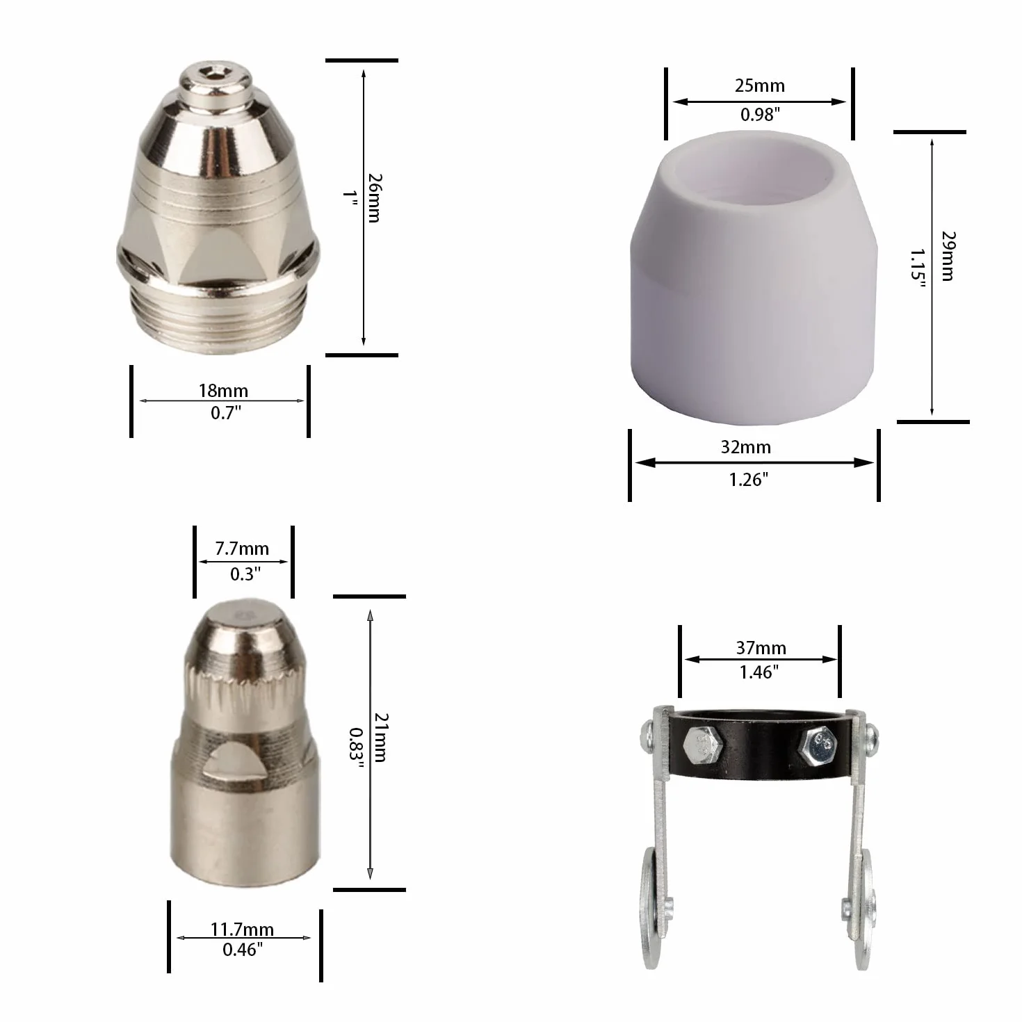 Elettrodi per Ugello Plasma P80 KERUE, Kit 45 Pezzi, Punta 1.5, 80Amp