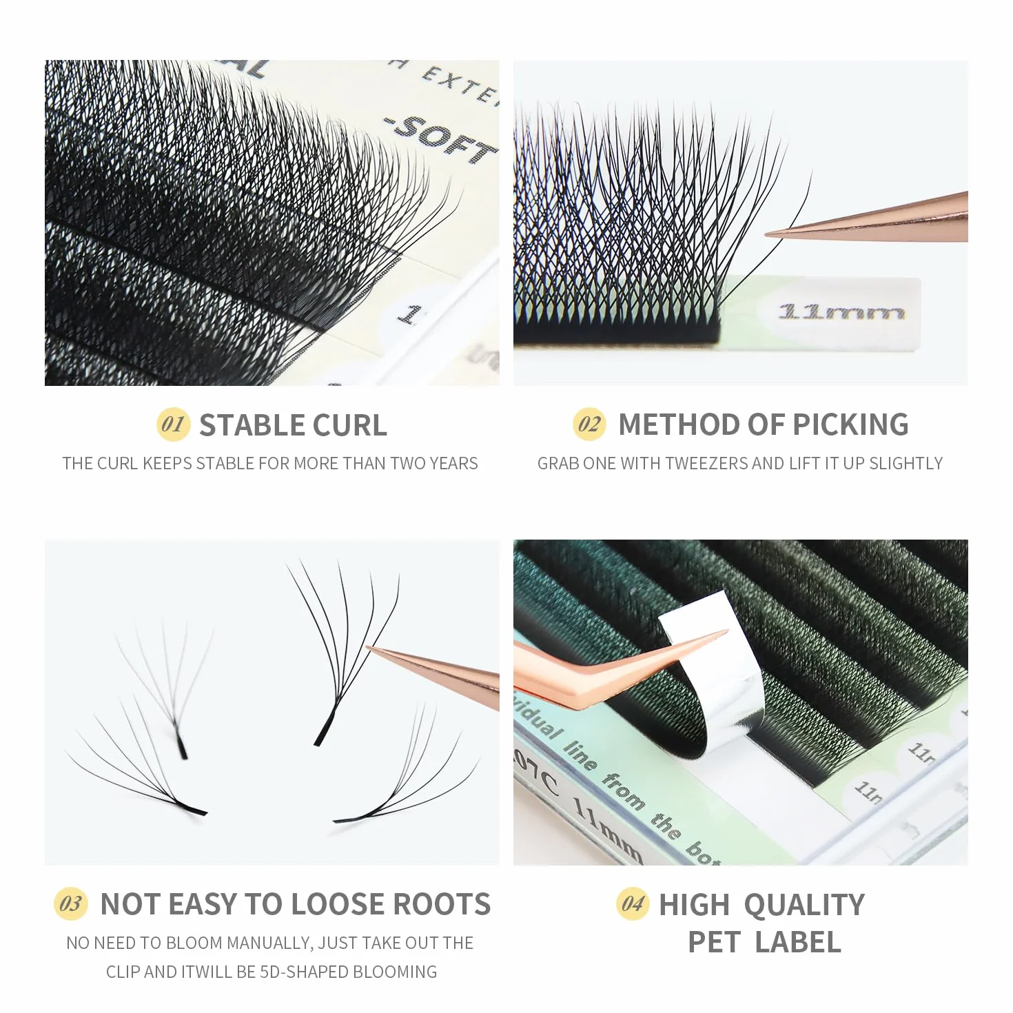 5D Extension Ciglia W 0.07 C Curva 8-15mm Premade Fan Lash Russian Volume Ventole Ciglia Ciuffetti 5D Eyelash Extension Professional(5D，W，0.07，C Curl,8-15mm)