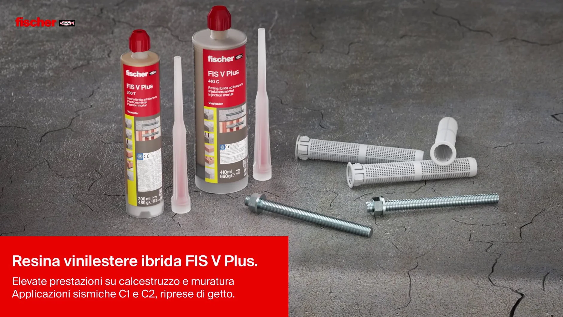 Fischer FIS V PLUS 410C Ancorante Chimico Strutturale per Calcestruzzo e Muratura, Cartuccia 410ml con 2 Miscelatori