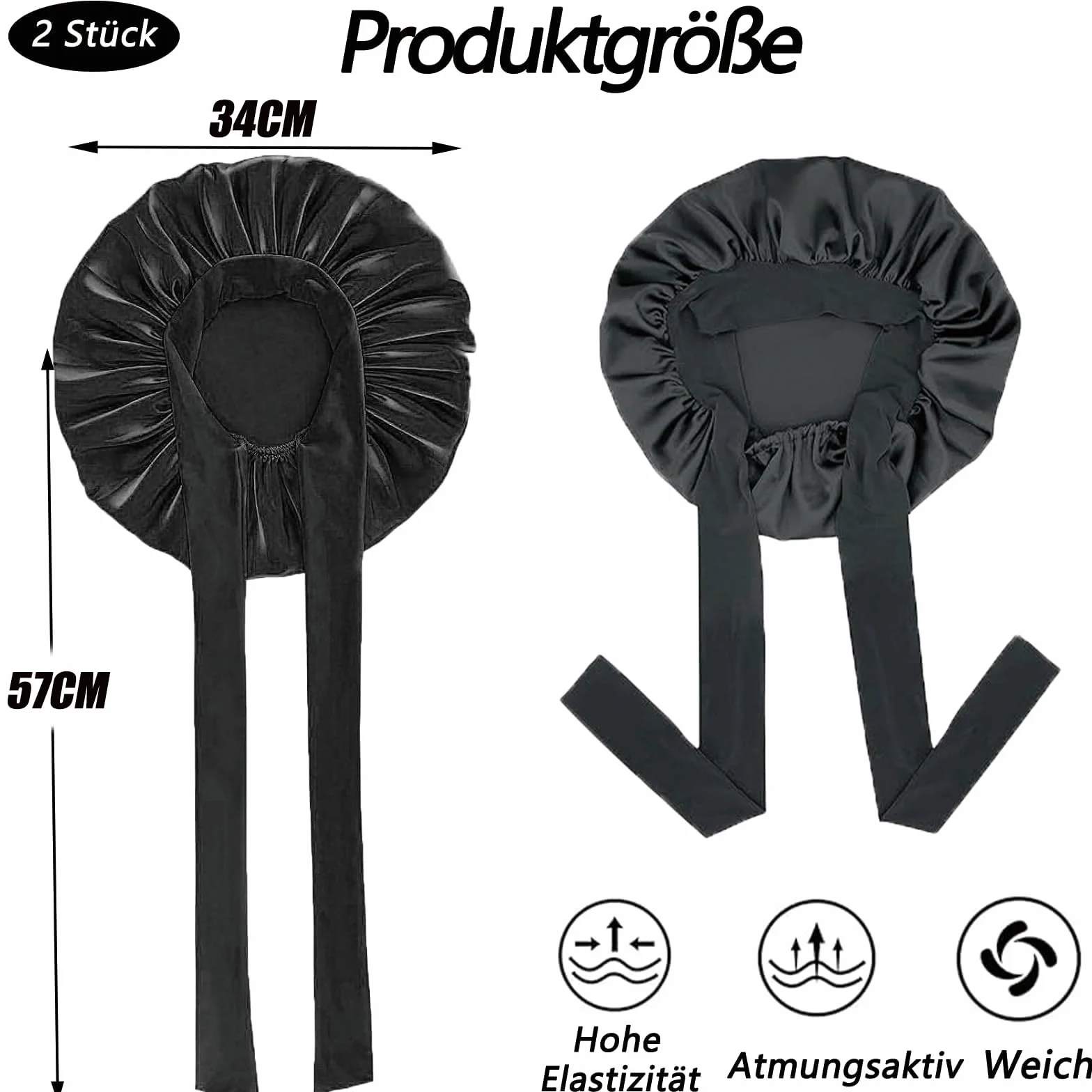 2 Pezzi Cappello da Notte in Raso Bonnet,Berretto da Notte in Seta,Berretto da Notte Raso Elastico,Cuffia Seta Capelli Ricci,Notte Cuffia in,per Dormire,Doccia