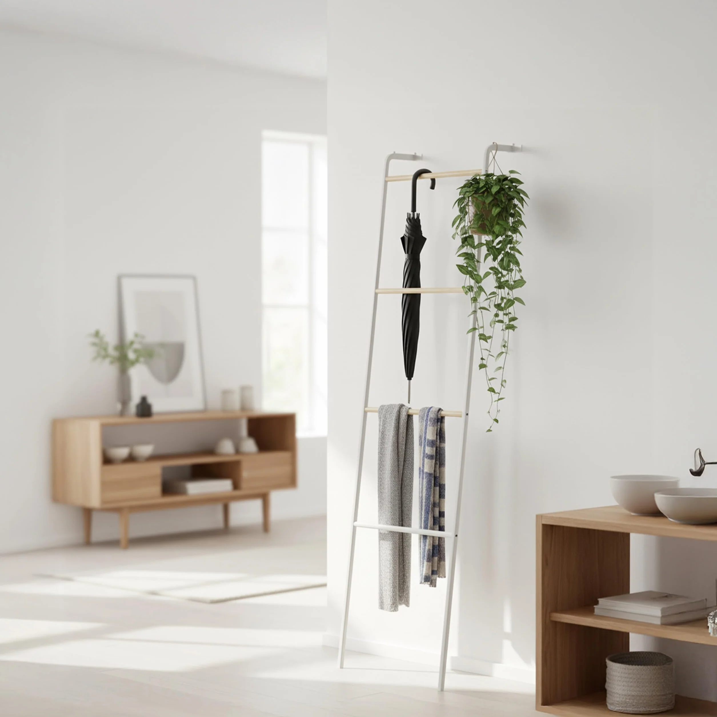 Relaxdays scaletta portasciugamani Metallo 4 pioli 158x40x28 cm Bianca