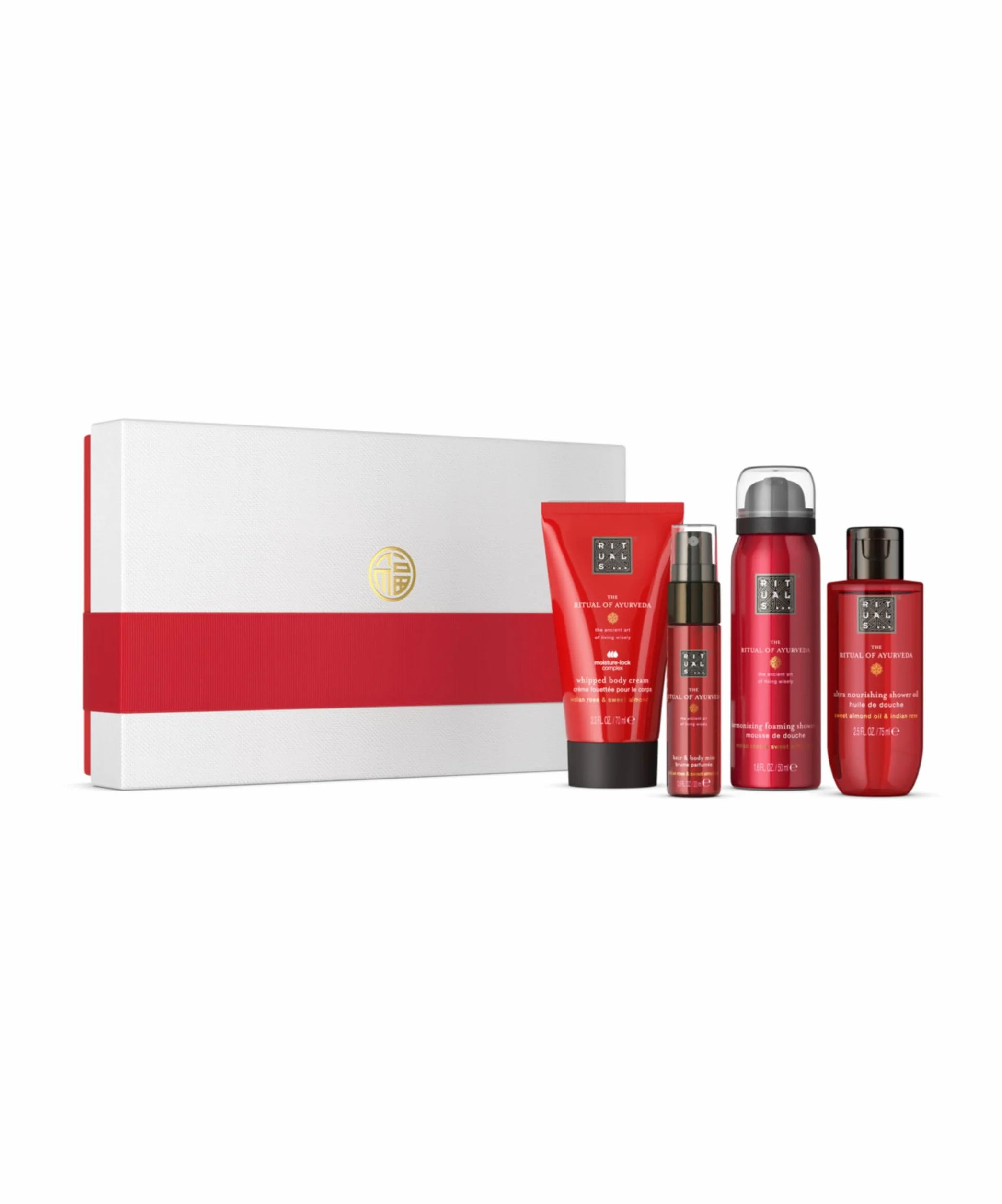 RITUALS Cofanetto regalo donna The Ritual of Ayurveda, Small – Set regalo donna con prodotti per la cura del corpo arricchiti con rosa indiana e olio di mandorle dolci – Set bagno riequilibrante