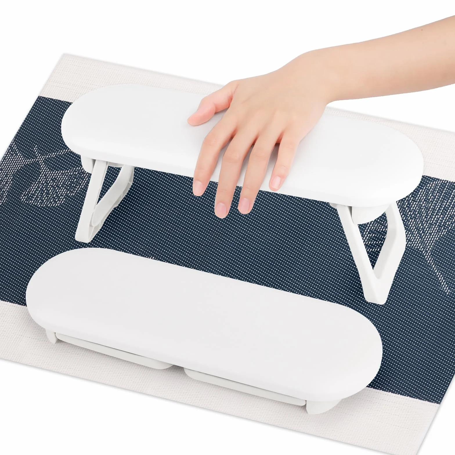 NVIYAM Poggiamano per Unghie Manicure, Poggiamano per Unghie Pieghevole in Pelle PU Cuscino, Poggia Mani per Unghie Professionale, Cuscino per Unghie Antiscivolo per Nail Art, Bianco