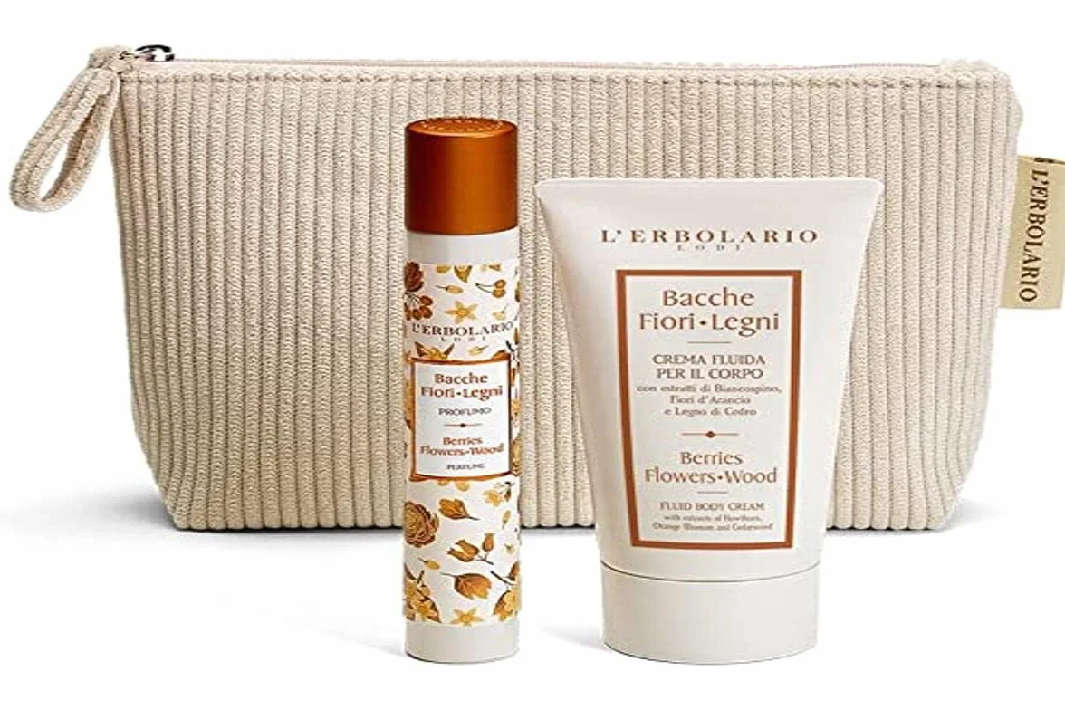 L'Erbolario BACCHE FIORI LEGNI Beauty Pochette Fiori d’Arancio Edizione Limitata Profumo 15 ml e Crema Fluida per il Corpo 75 ml