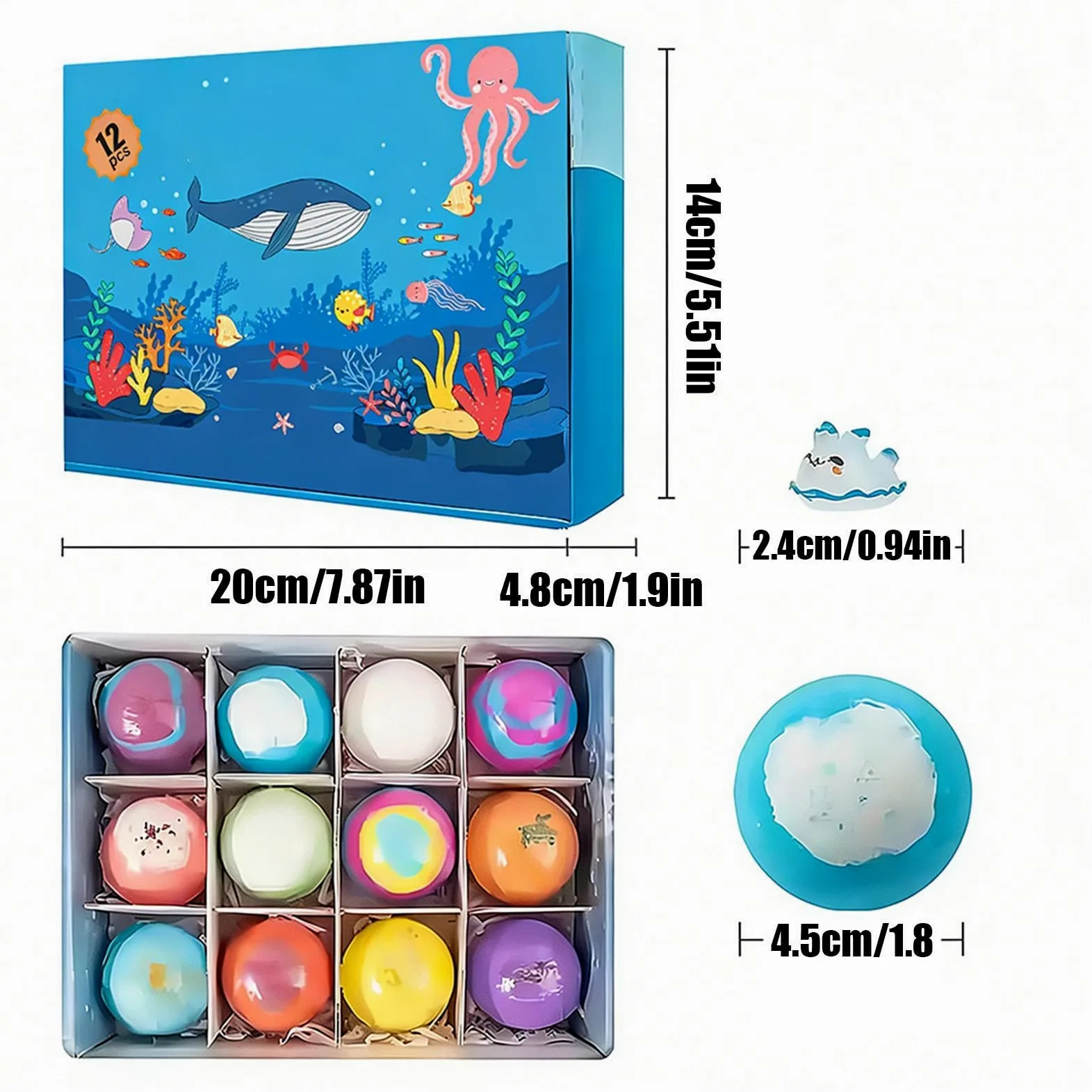 Bombetta da Bagno Effervescente 12 Pezzi Detergente Corpo Rinfrescante | Set Spa con Giocattoli per Viaggio, Hotel, Vasca, Casa, Spa, Bambini e Bambine
