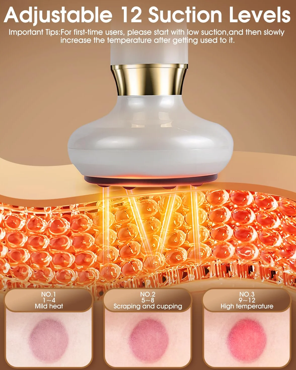 Velora Massaggiatore Anti Cellulite, Massaggiatore Anticellulite, 12 Dispositivo Elettrico Guasha Regolabile, Massaggiatore Anticellulite Vuoto, Riduce il Dolore Muscolare (Bianco)