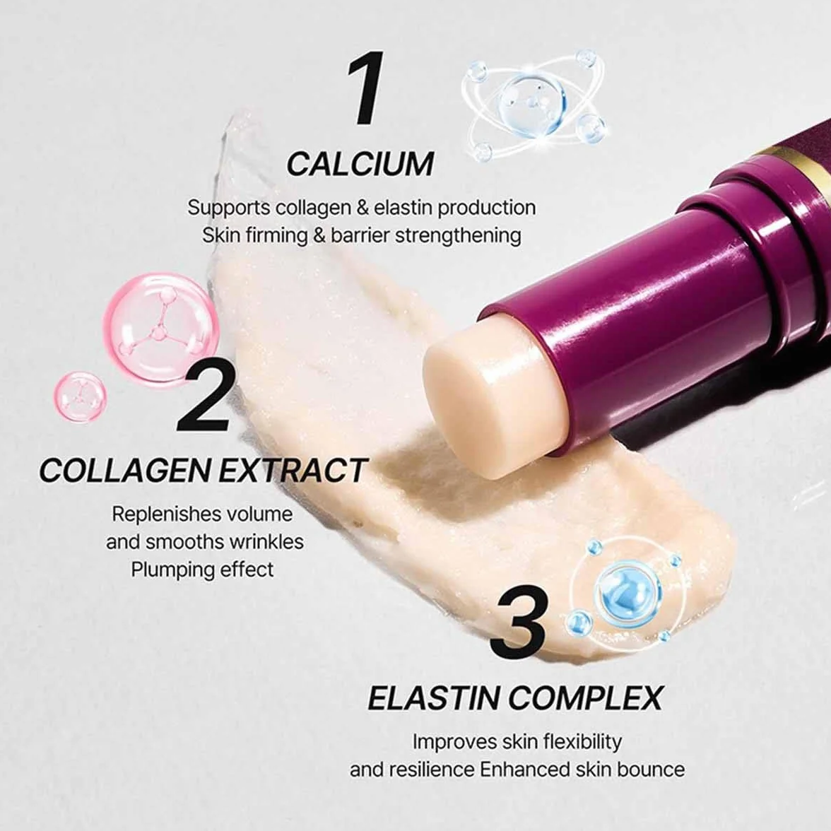Stick Multi-Balsamo Al Calcio,Stick Idratante Al Collagene,stick Multi Balsamo Al Calcio 3 In 1,Idratante,Rassodante Per La Pelle,Adatto Per Occhi,Collo,Viso (2 pezzi, 1)