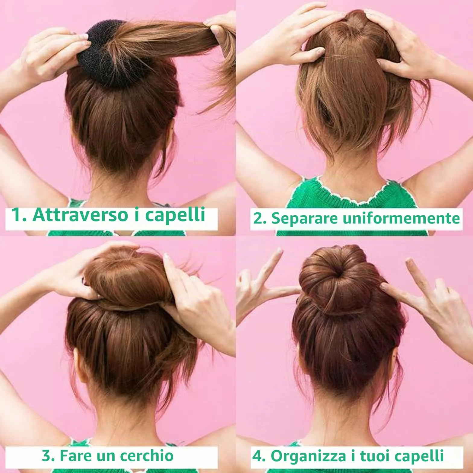 VEGCOO Chignon a Ciambella, 8 Pz Creatore per Pane Ciambella Chignon a Ciambella Magic Hair per Bambine e Donne, con 15 Elastici per Capelli e 15 Forcine Forma di U (Marrone)