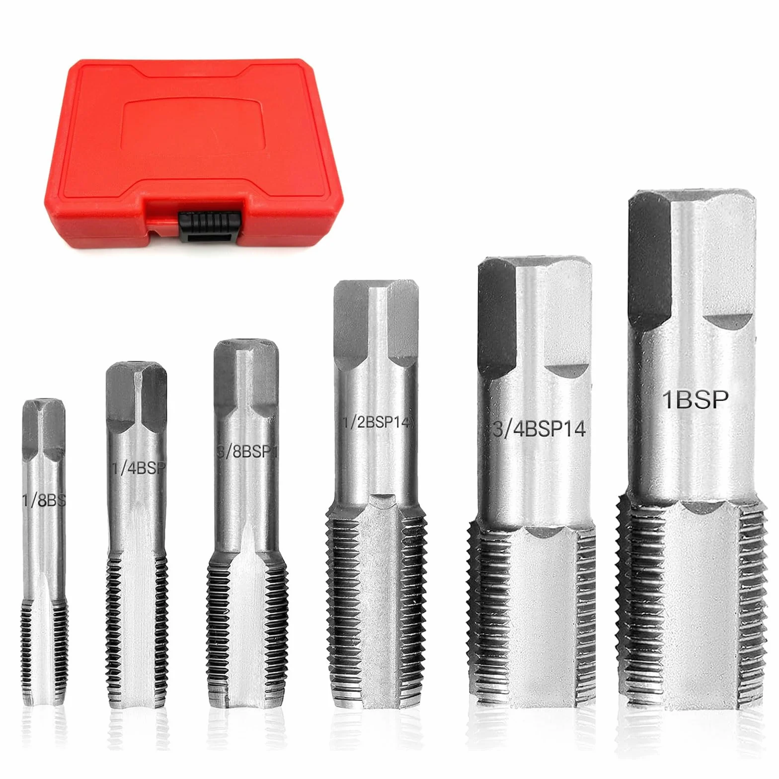 Set di 6 maschi per tubi BSP in acciaio al carbonio 1/8 1/4 3/8 1/2 3/4 1 pollice