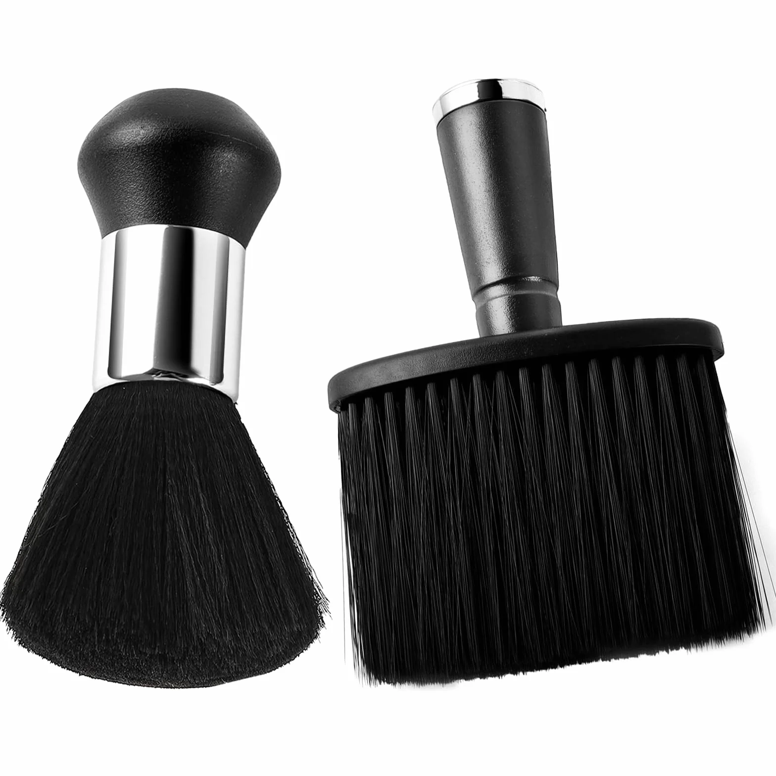 2 pennelli da parrucchiere, set di pennelli per la rimozione della polvere, spazzola morbida da barbiere, spazzola da parrucchiere, pennello nero per capelli per la pulizia dei capelli rotti sul collo