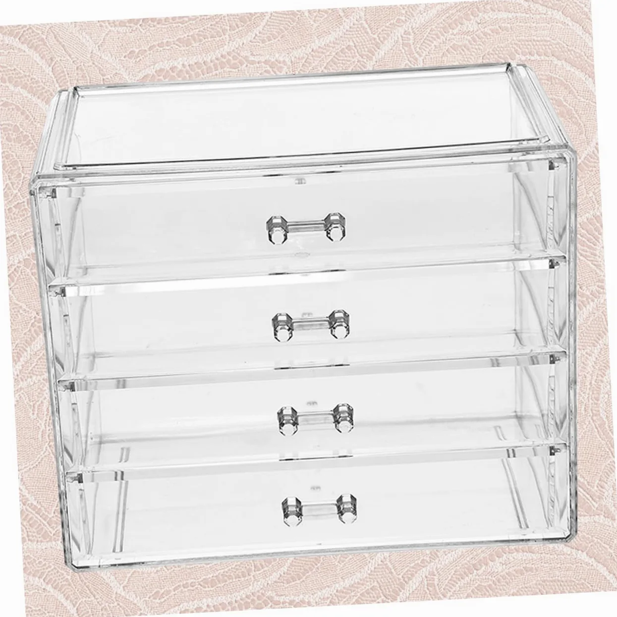 Organizer Cosmetico in Acrilico Trasparente a 4 Cassetti Grande | Uso Domestico, Design Pulito e Struttura Cassetti, Ampio Spazio per Accessori e Articoli di Bellezza