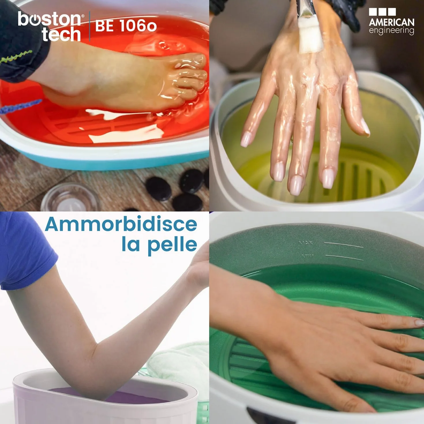 Cera di paraffina per mani e piedi Boston Tech|Riabilitazione antiossidante+ Trattamento di artritei+ Idrata+ Nutre+ Estetica|Ideale per qualsiasi bagno di paraffina|6 blocchi da 450g (Arancia)