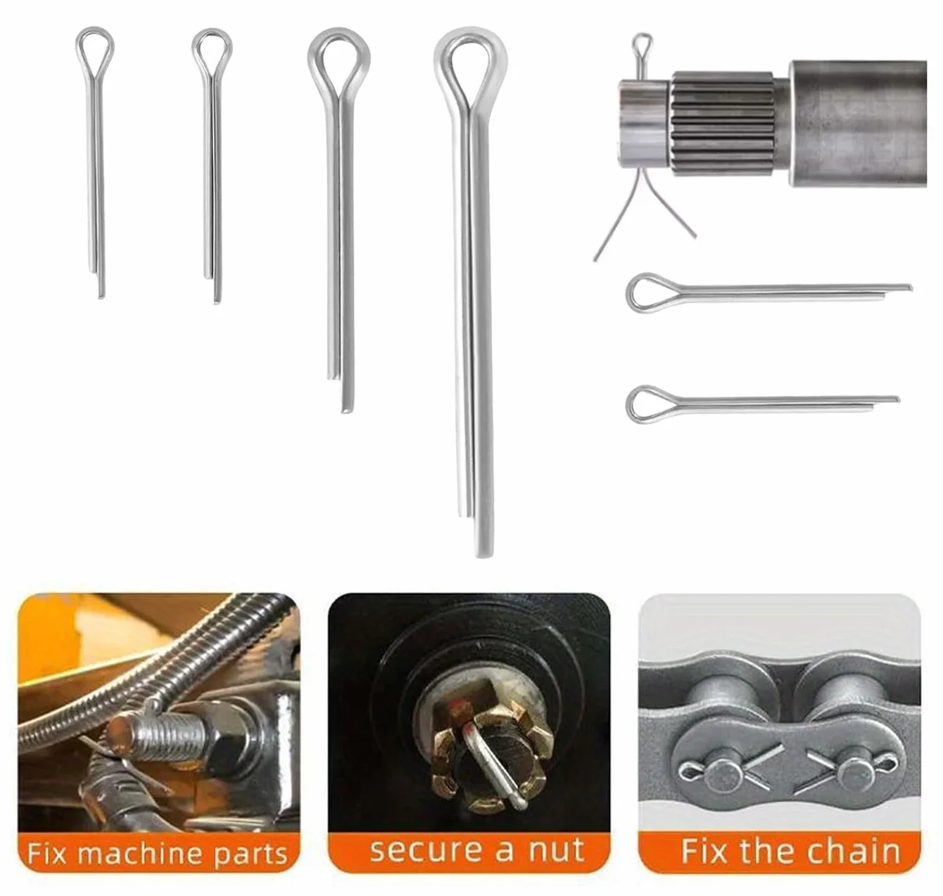 Kit di Assortimento Coppiglie Divise in Ferro Zincato 230 Pezzi 6 Misure
