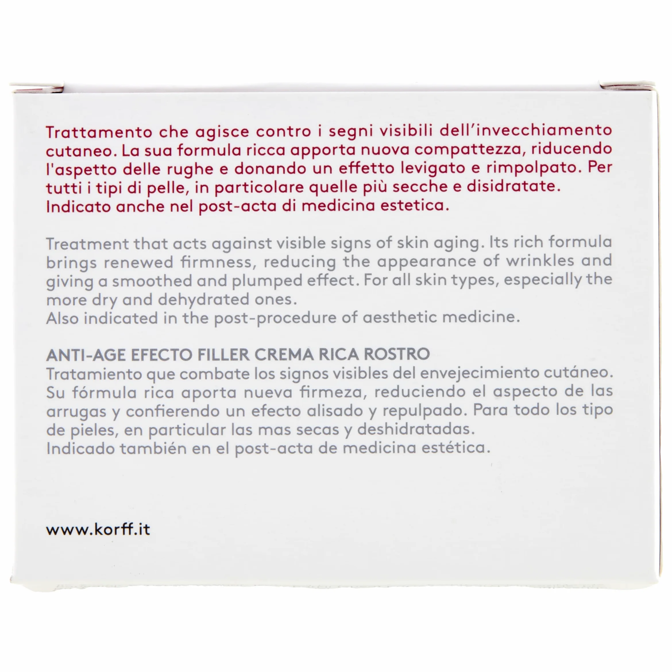Korff Crema Ricca Viso Antietà, Collagen Age Filler, Trattamento Anti-Rughe per Pelle Liscia e Idratata, Per tutti i tipi di pelle, Indicata Post-acta di Dermatologia Estetica, 50ml