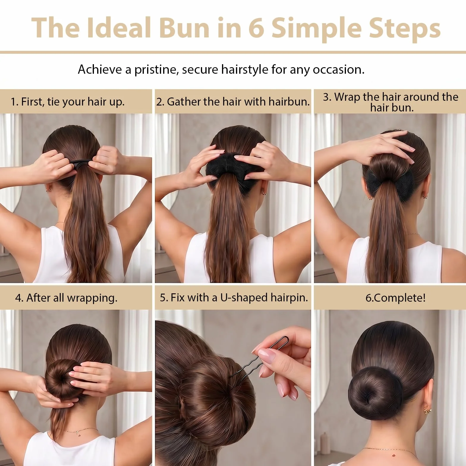 Ciambelle per chignon, set da 63 pezzi con retine per chignon, forcine e fasce elastiche, ciambelle per capelli, accessori per capelli per ragazze, bambini, donne, ballerine (nero)