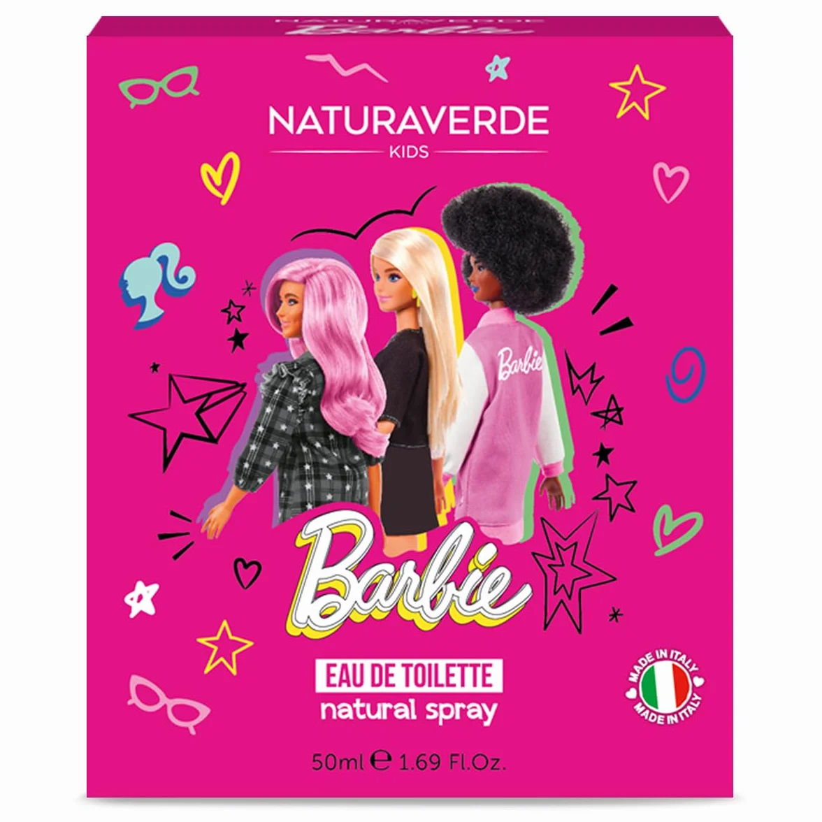 Naturaverde | Kids - Mattel Barbie - Eau de Toilette Spray per Bambini, Profumo Piacevole sulla Pelle, Contiene Alcool, Natural Spray, 50ml