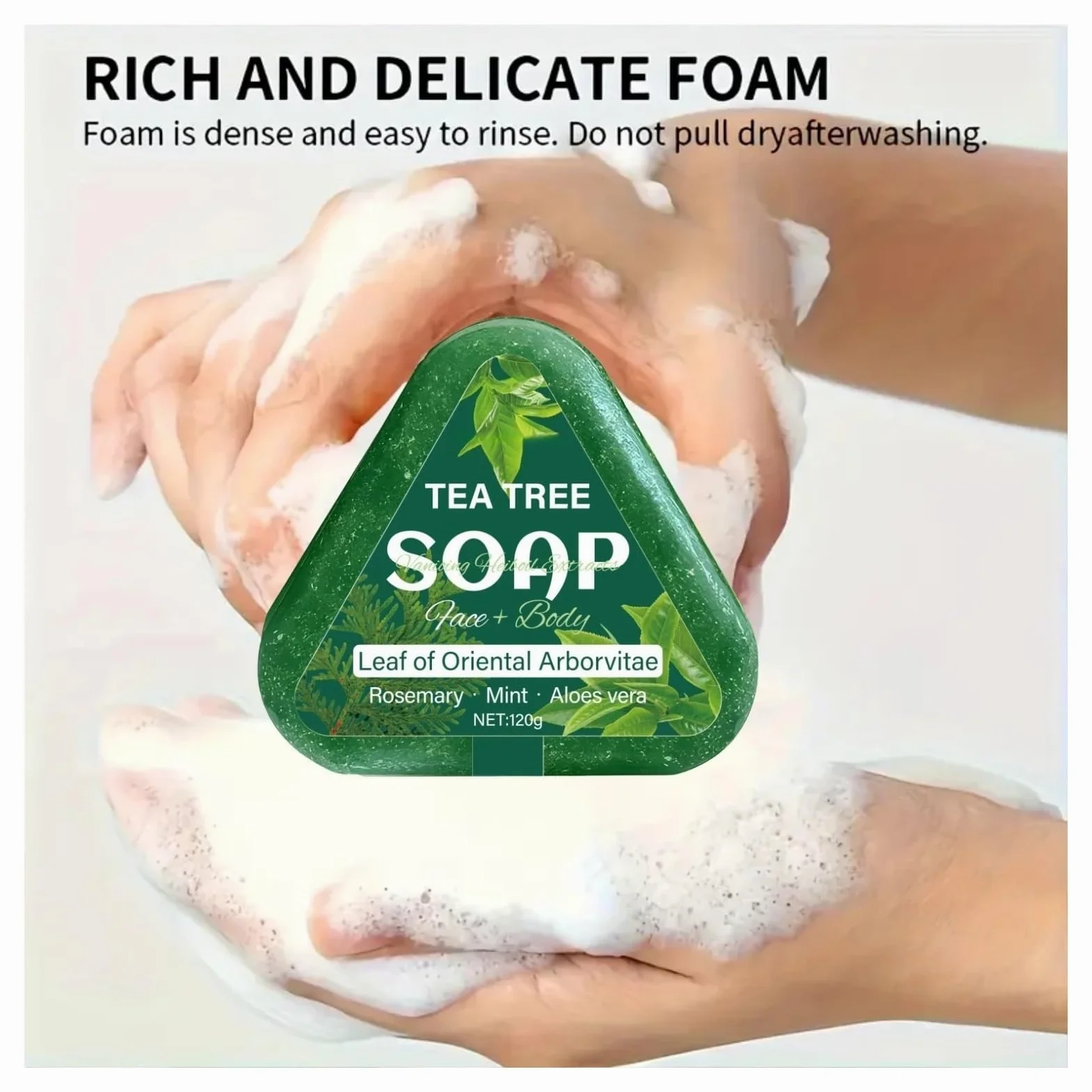 sapone all’albero del tè Shampoo solido all'albero del tè 120 g con acido ialuronico