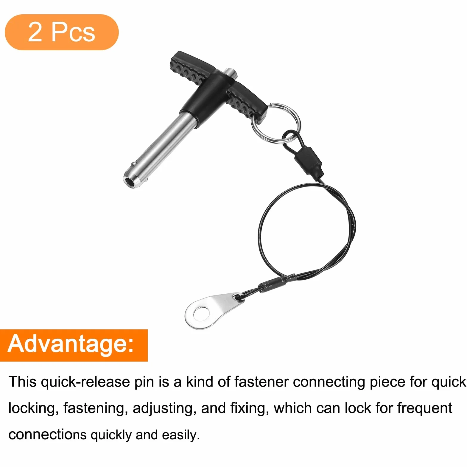 QUARKZMAN 2pz Pin di Blocco a Maniglia a T 8mm x 30mm Acciaio Inossidabile Rilascio Rapido a Pulsante
