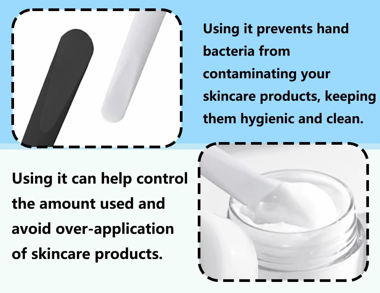 KAPSING 6 pezzi spatola cosmetica, spatola cosmetica, pennello per maschera, spatola per trucco in plastica, cucchiaio per crema per maschera viso (bianco e nero)