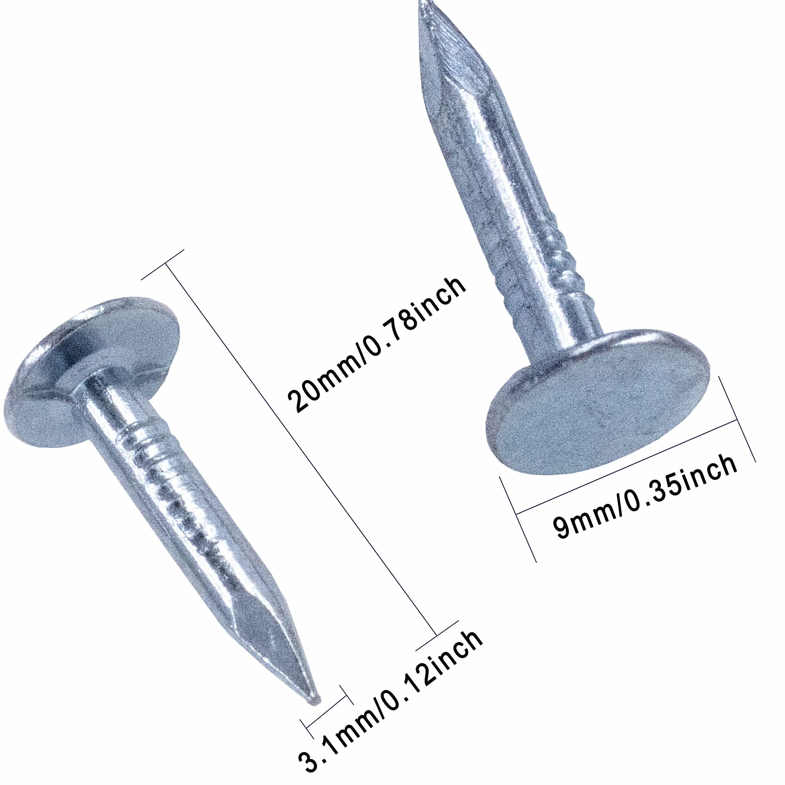 Chiodi per tetto in acciaio 3 x 20 mm zincati testa svasata 280 pezzi