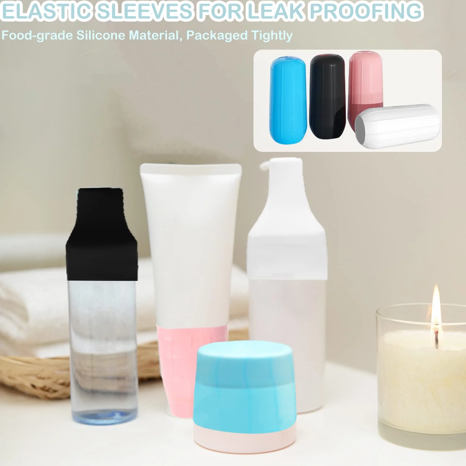 HINGTAI Elastic Sleeves Toiletry covers for Leak Proofing