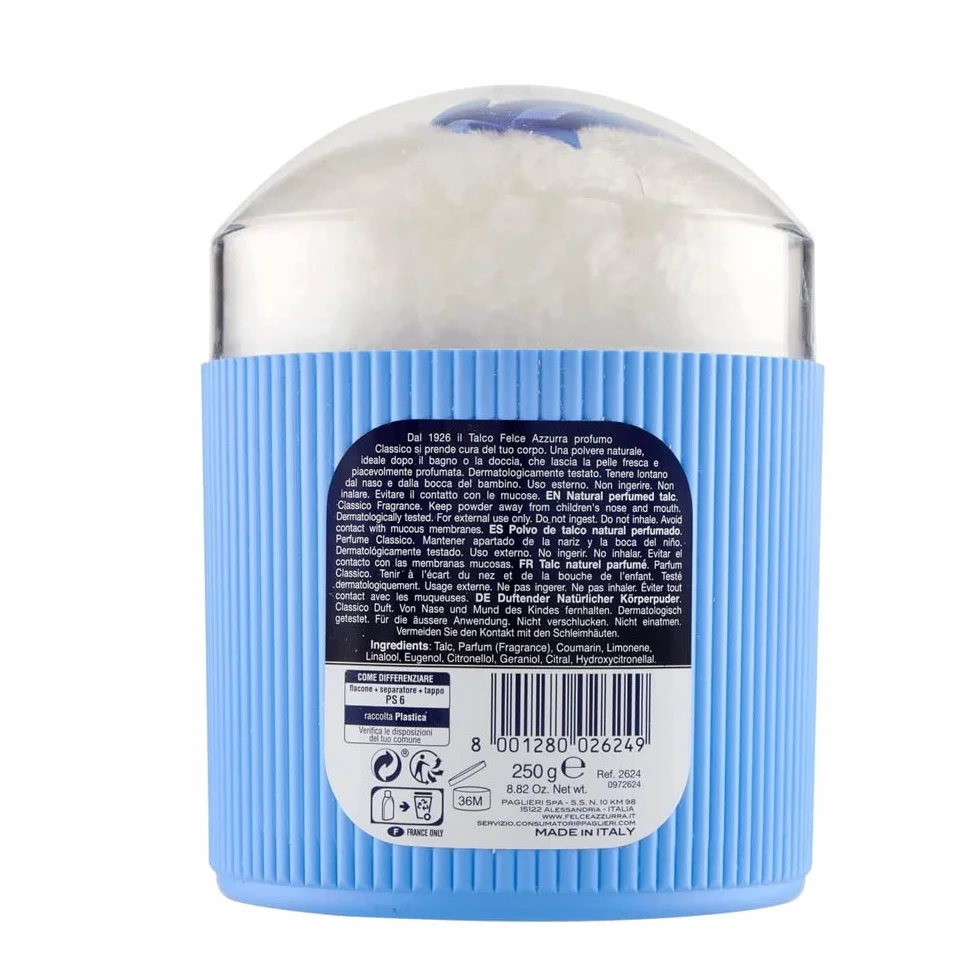 Felce Azzurra Classico - Talco in Polvere Profumato per il Corpo con Spugnetta (250gr)