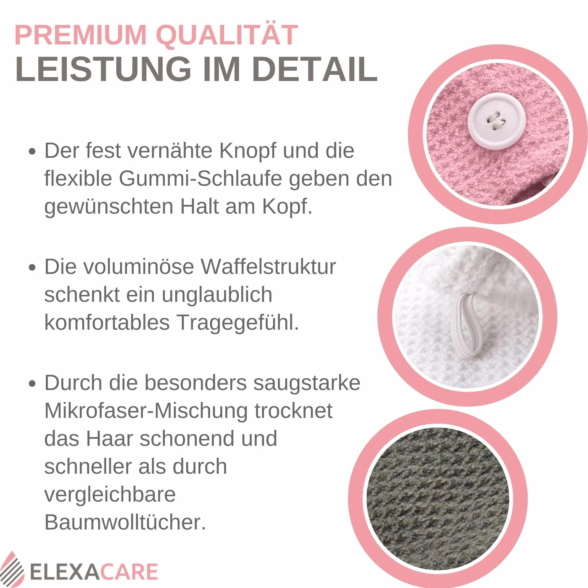 Turbante asciugacapelli, asciugacapelli in turbante con bottone (2 pezzi, bianco alpino), asciugamano in microfibra per testa e capelli lunghi