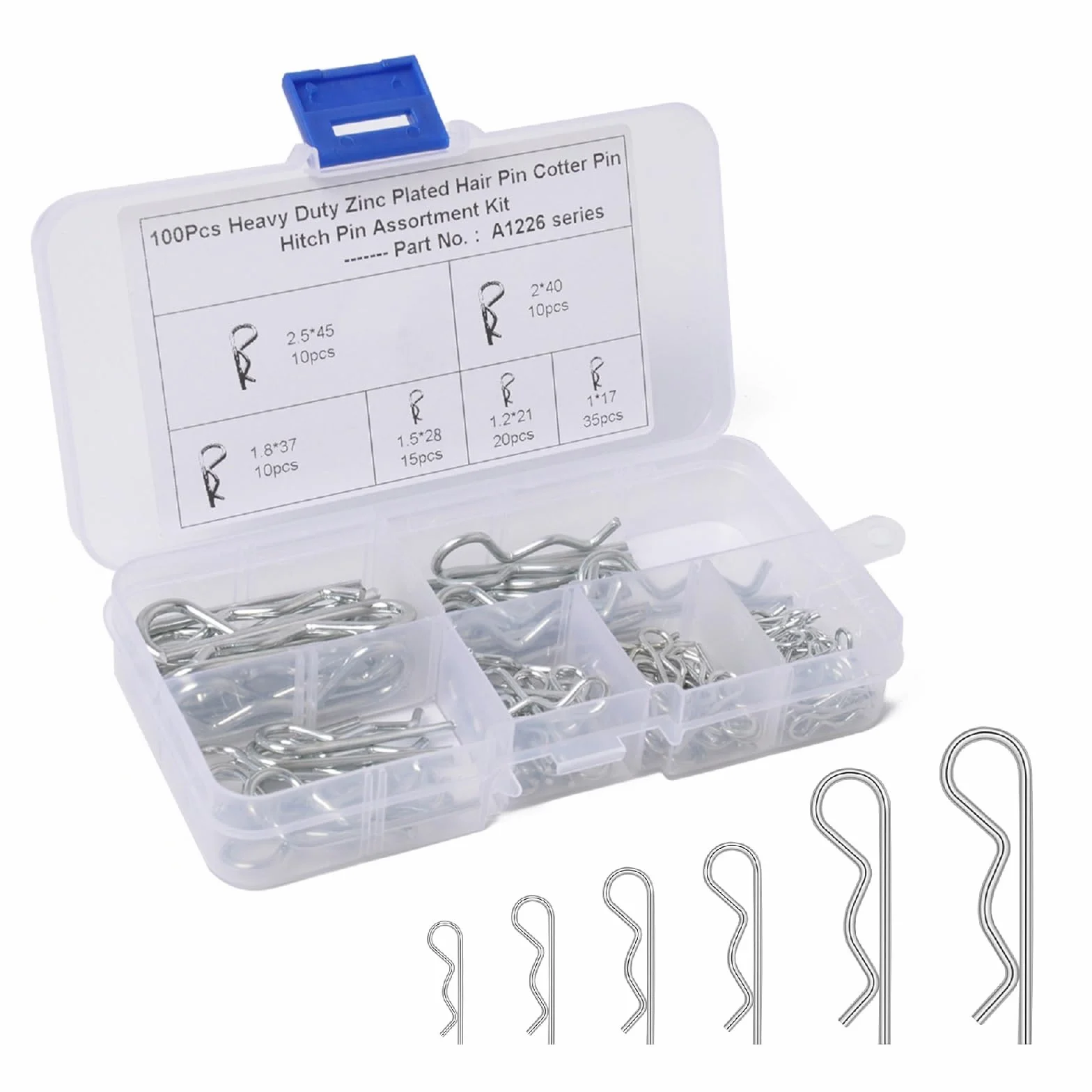 Spine di Sicurezza 100PC Coppiglie Spaccate Set Perno Molla Acciaio Inox per Automobili
