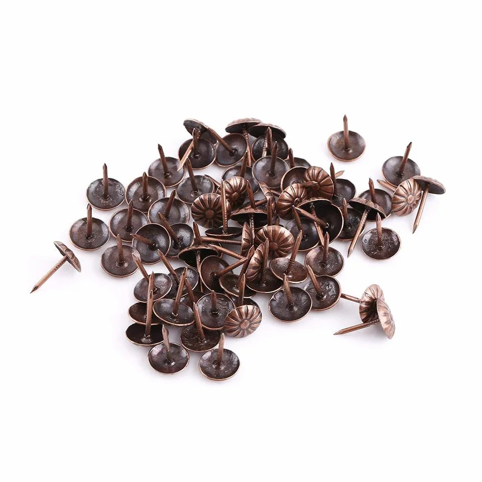 Chiodi Tappezzeria Bronzo 11x16 mm 100 Pezzi, Borchie Decorative per Mobili Rosso