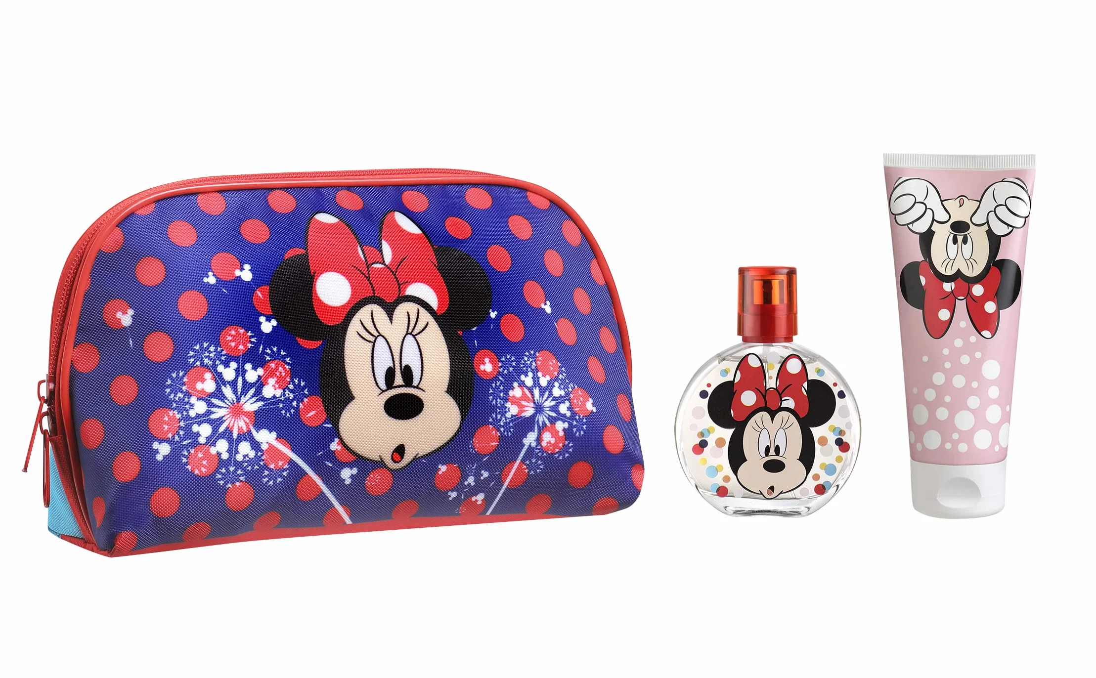 Set regalo Minnie Mouse, profumo per bambini (50 ml) e gel doccia (100 ml) + bella borsa da toilette regalo per ragazze