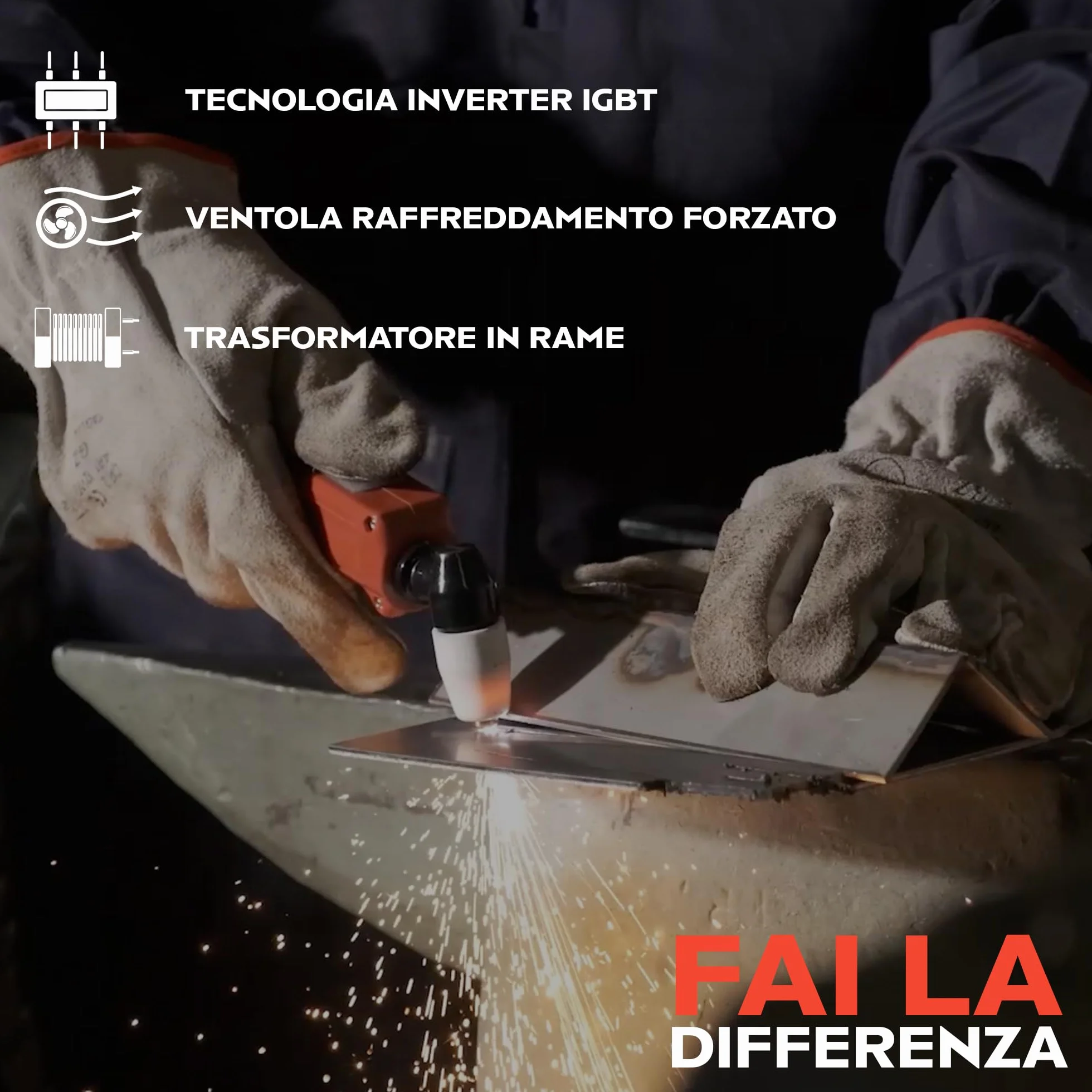Taglierina al Plasma CUT 40A IGBT TM50CUT, Taglio Netto 10 mm, Torcia e Kit Inclusi