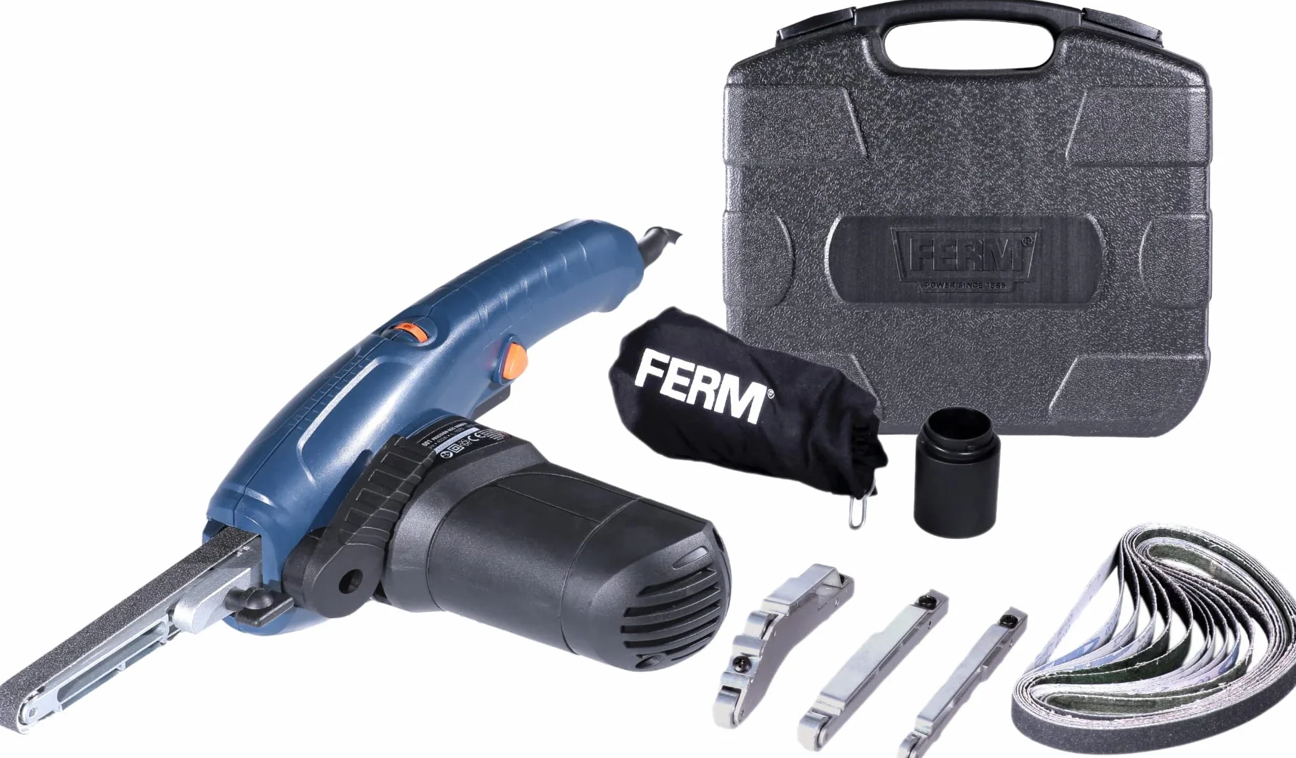 FERM Lima a nastro di precisione 400W con bracci 13mm, 8mm e 12 nastri abrasivi