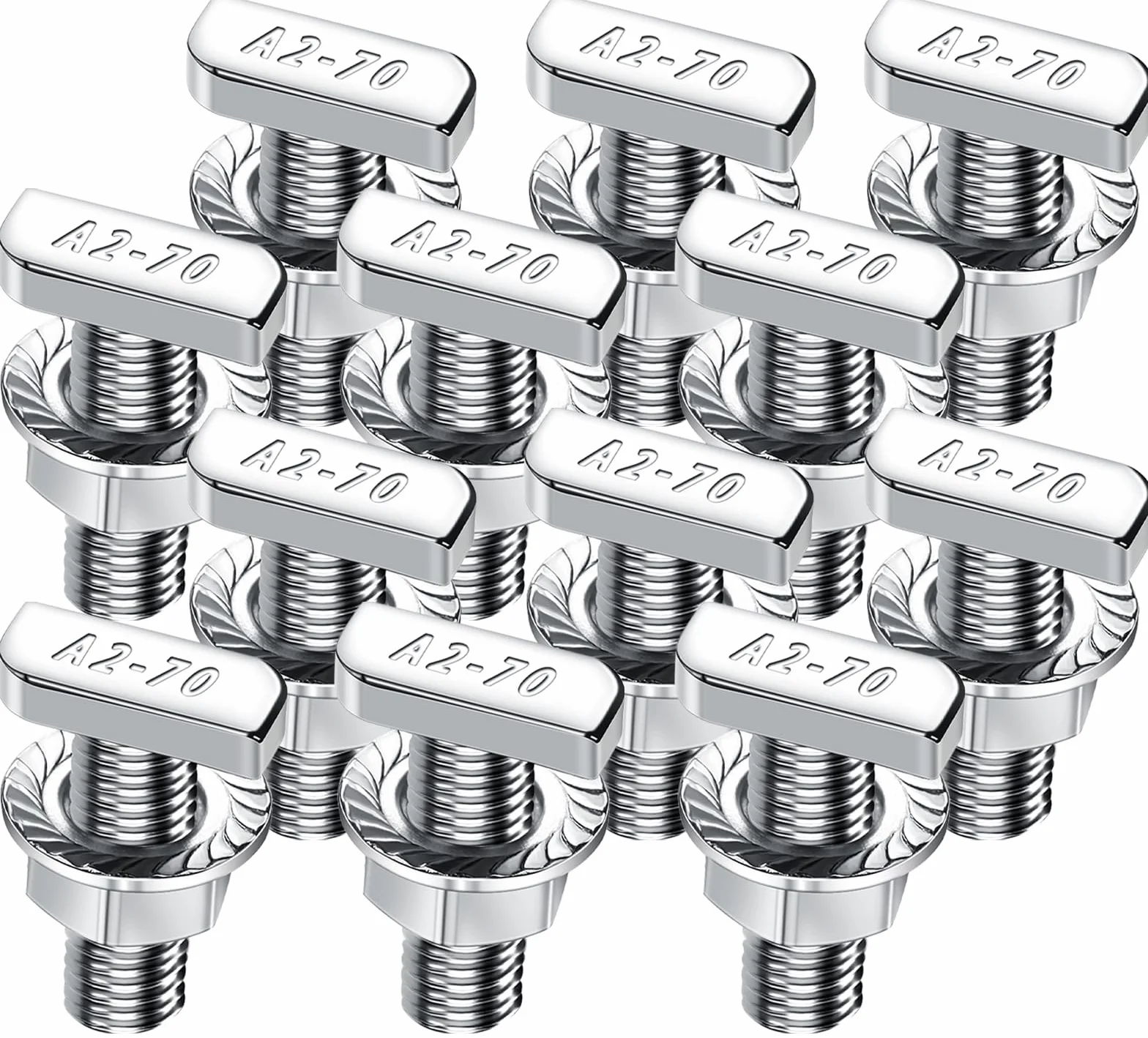 Viti a martello M8x25 acciaio inox A2-70, 12 pezzi con dadi bloccaggio per guide solari PV