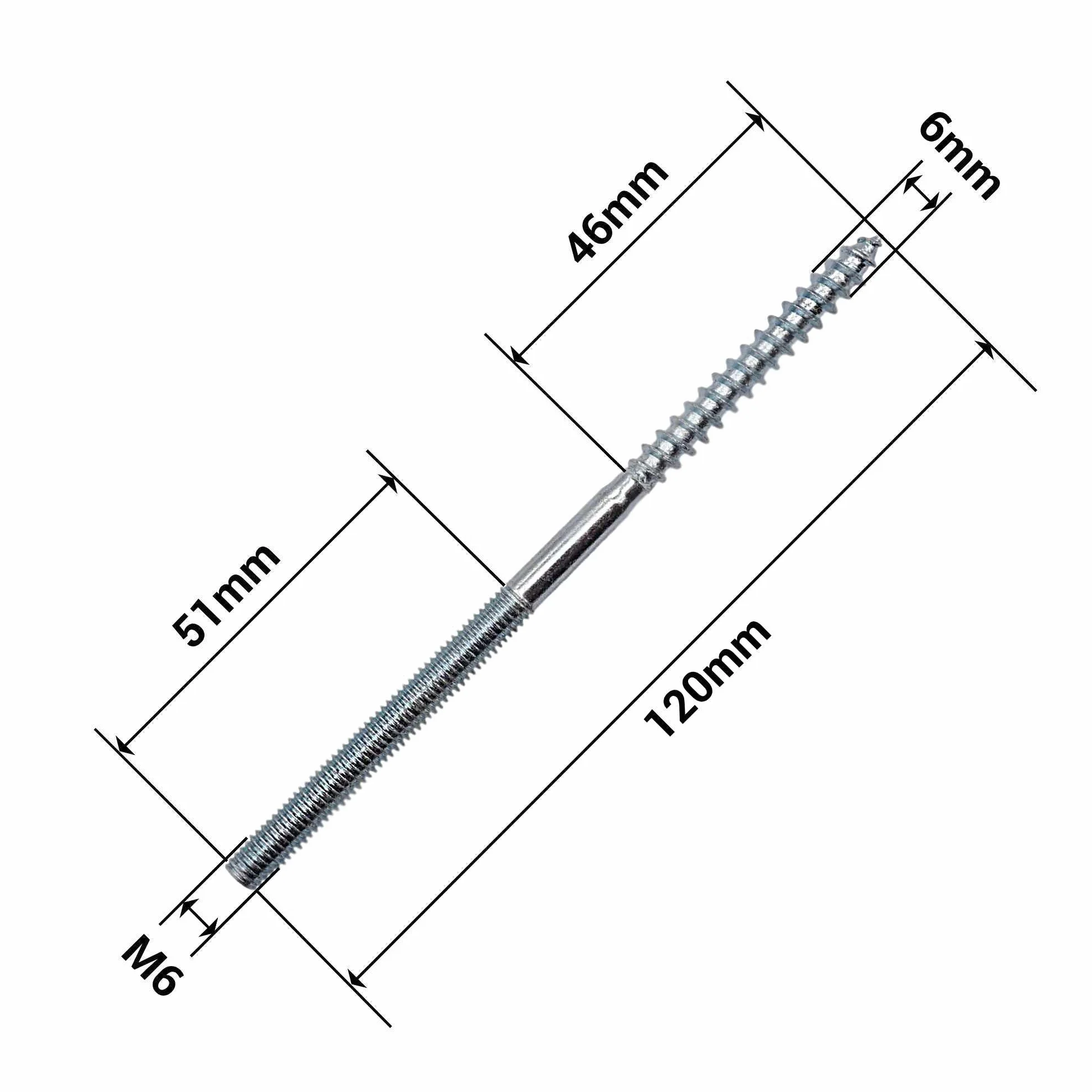 Bulloni M6 x 120 mm a doppia estremità SKIR'CO 20 pezzi