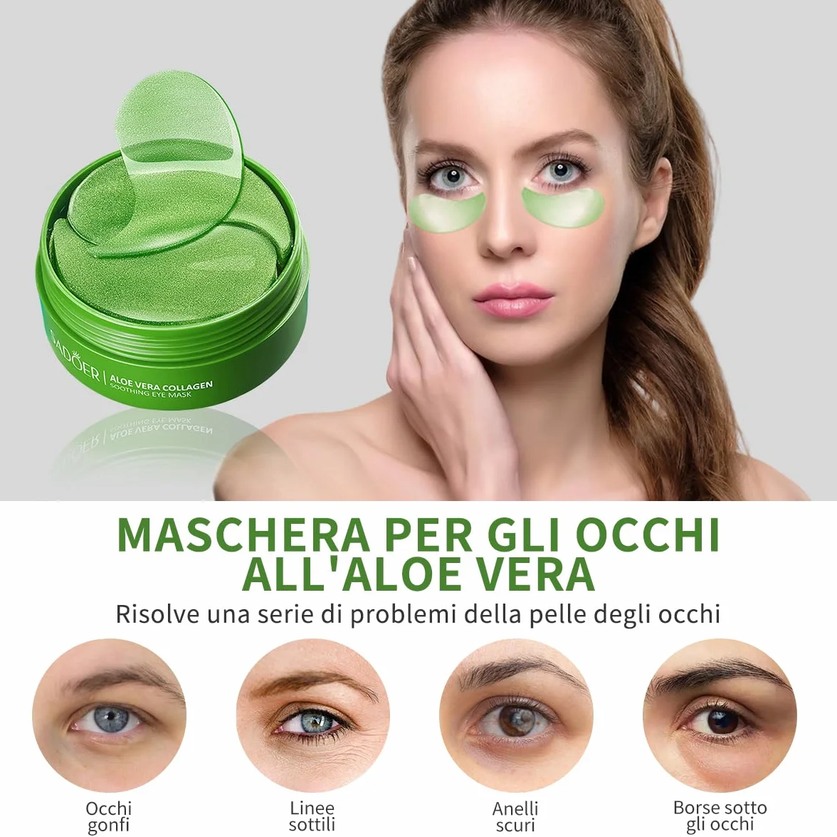 60 Pcs Patch Occhi,Patch Occhiaie e Borse,Maschera Contorno Occhi,Patch Occhiaie,Anti Rughe e Anti Occhiaie,Borse Occhi Sgonfia,Contorno Occhi Idratante,Ldratante e Antieta