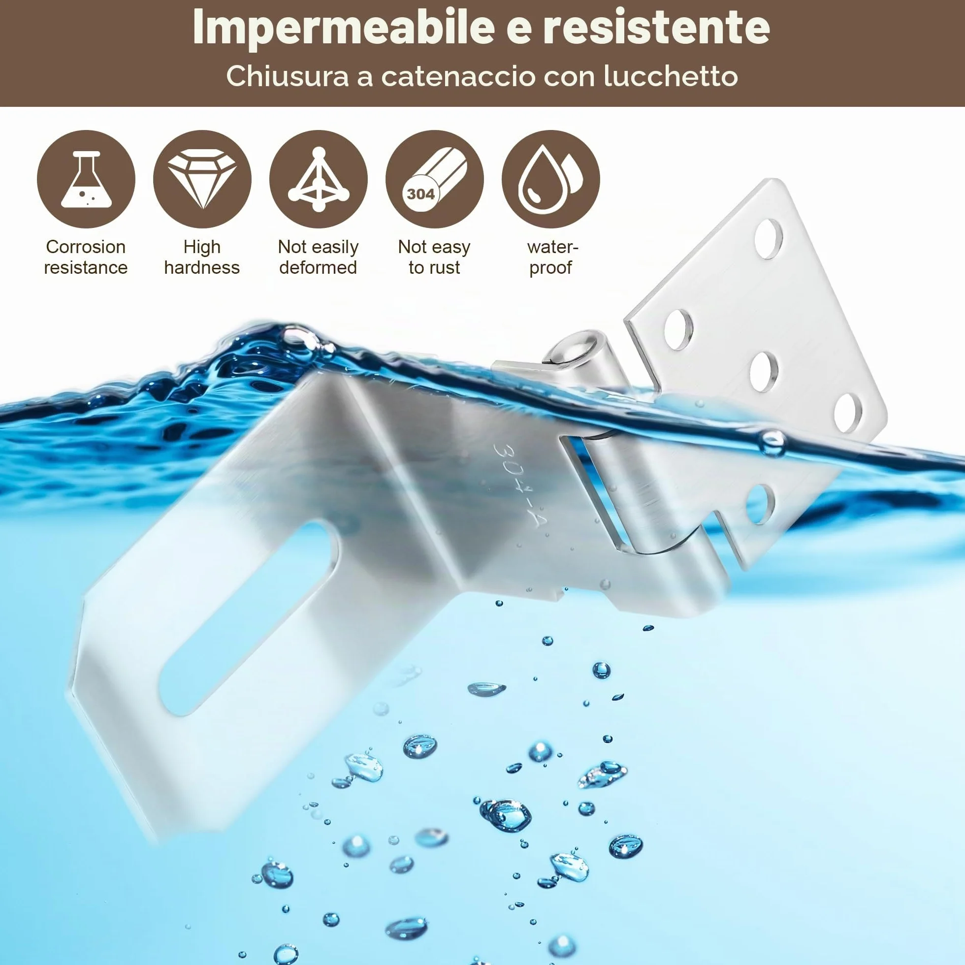 Lucchetto con Chiusura a Viti, Serratura Porta con Chiave, Hasp 90° Acciaio Inox per Giardino