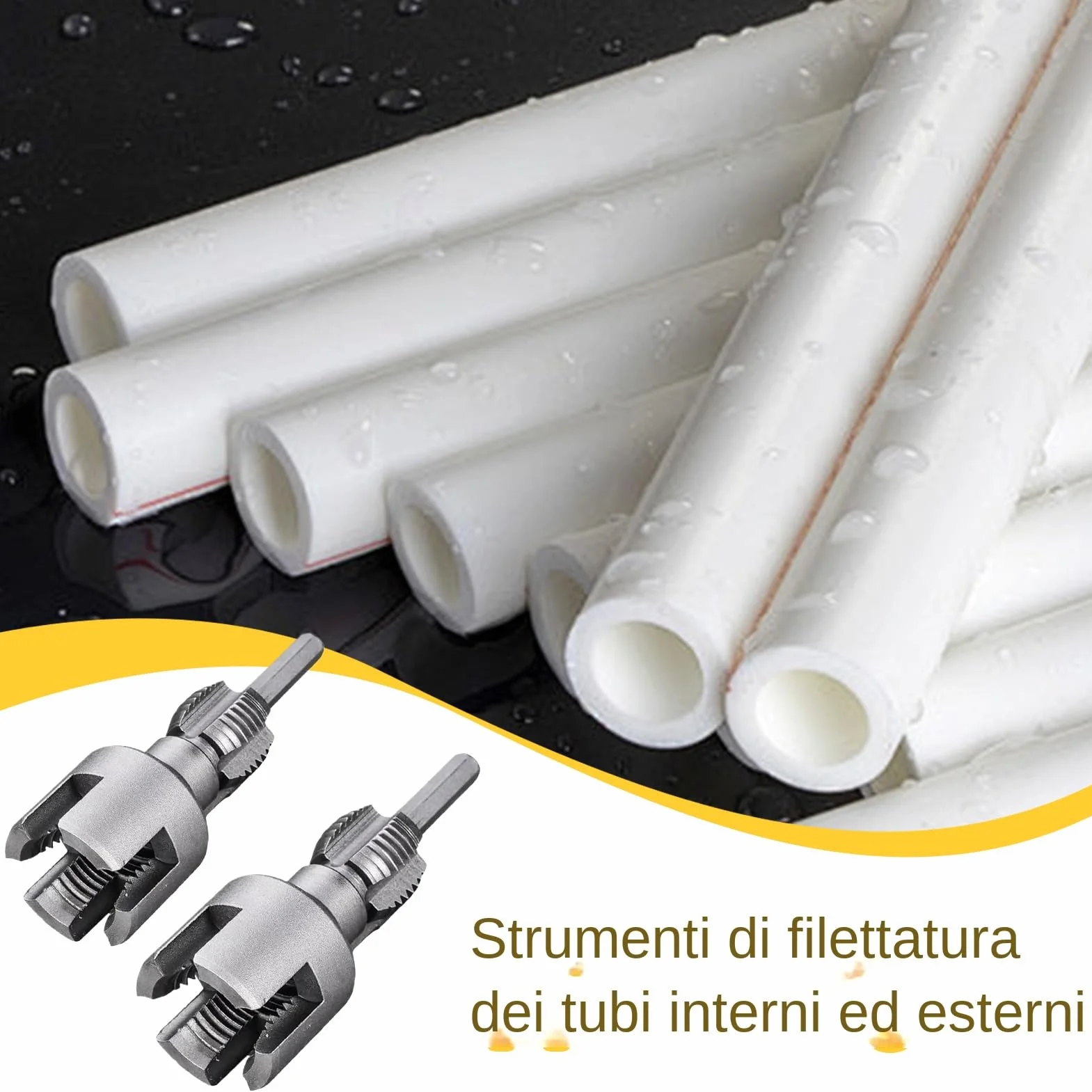 Set Per Filettatura Tubi PVC 2 In 1, Compatibile Con Trapano Elettrico, Specifiche 1/2'' E 3/4''