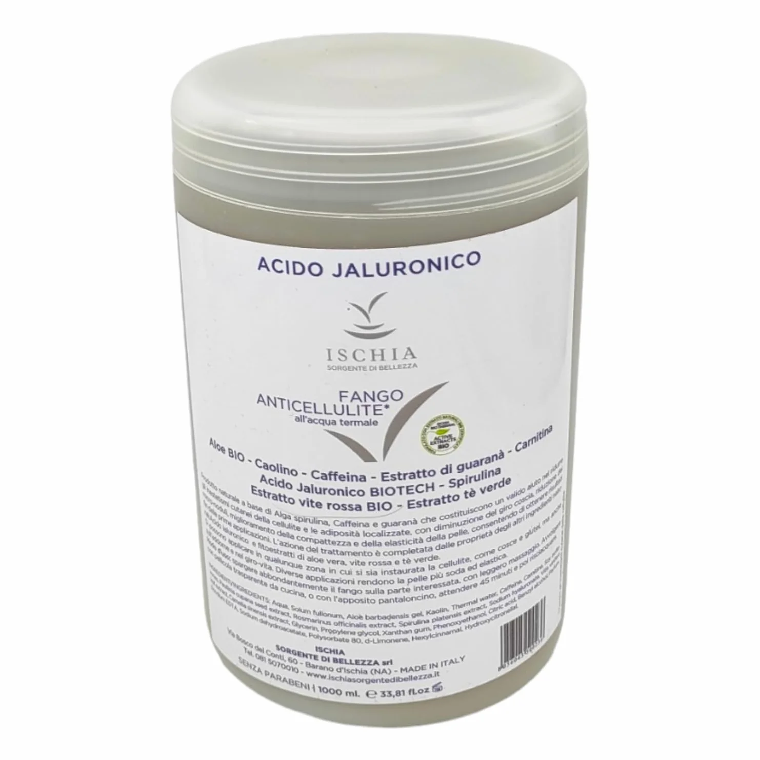 ISB - Fango Termale Anticellulite 1000 ml con Acido Ialuronico Biotech a base di Acqua Termale dell'Isola d'Ischia