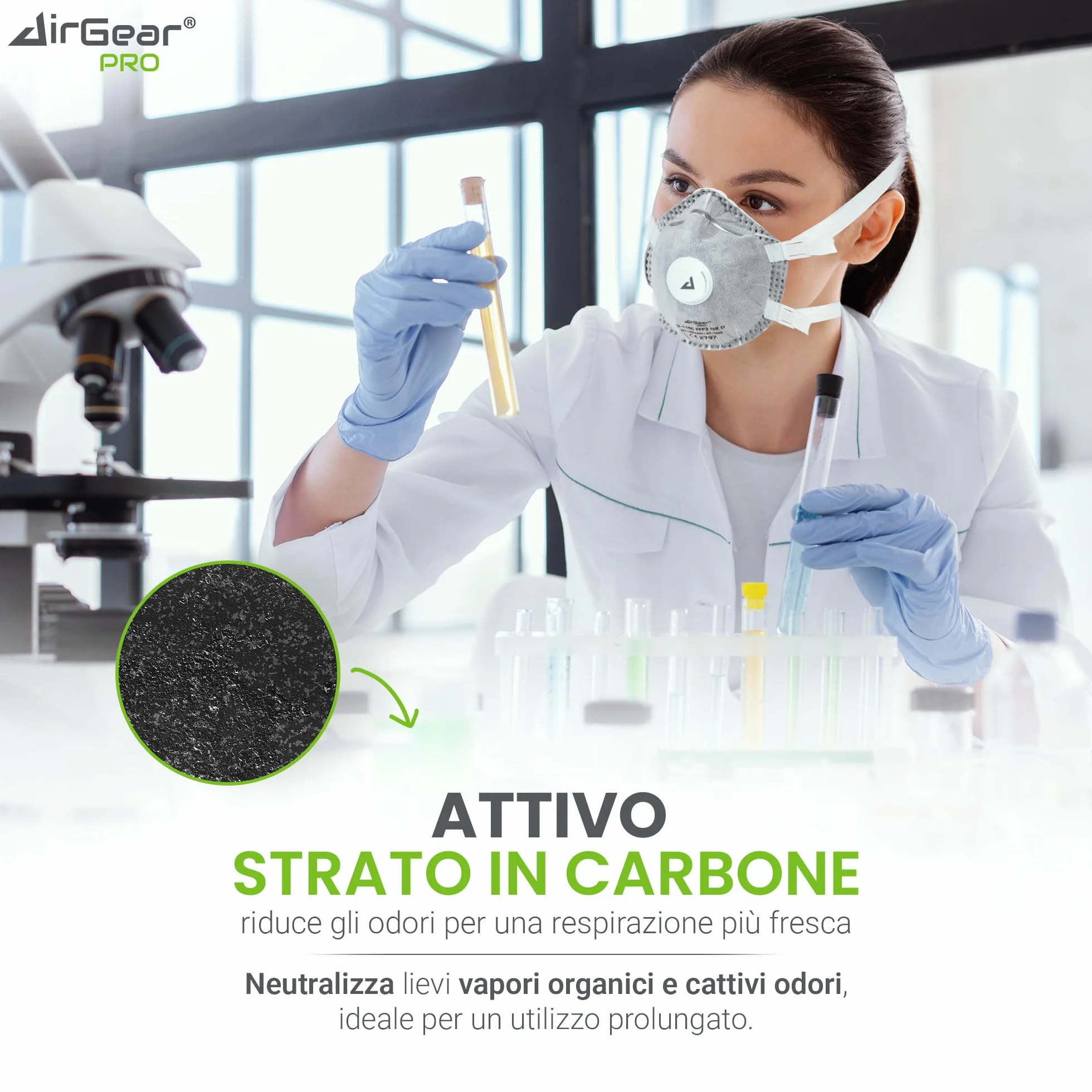 AirGearPro Mascherina FFP3 con Valvola – Maschera Antipolvere per Polveri Sottili con Carbone Attivo – 5 Pezzi