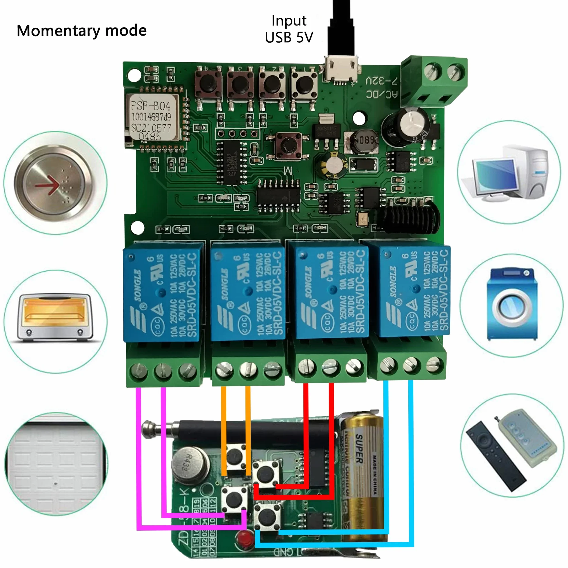 Jane Eyre Relè momentaneo WiFi 4 canali modulo interruttore autobloccante interblocco telecomando RF 433 MHz porta garage eWeLink APP