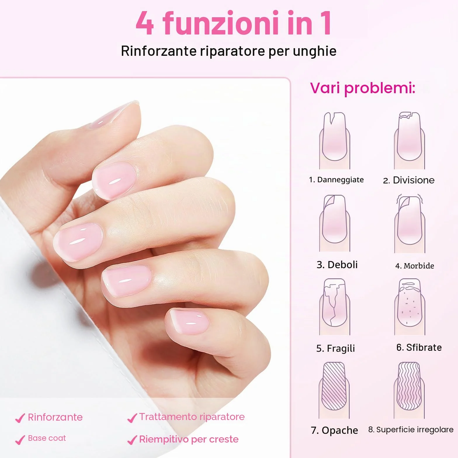MIZHSE Rafforzatore per unghie, indurente per unghie fragili, prodotti per la cura delle unghie, extra forti