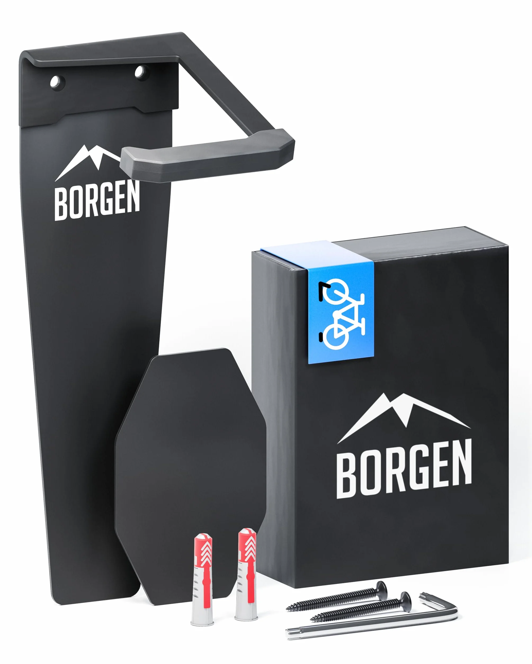 Borgen Supporto da parete per bici verticale nero opaco per E-bike MTB bici da corsa con cuscinetti