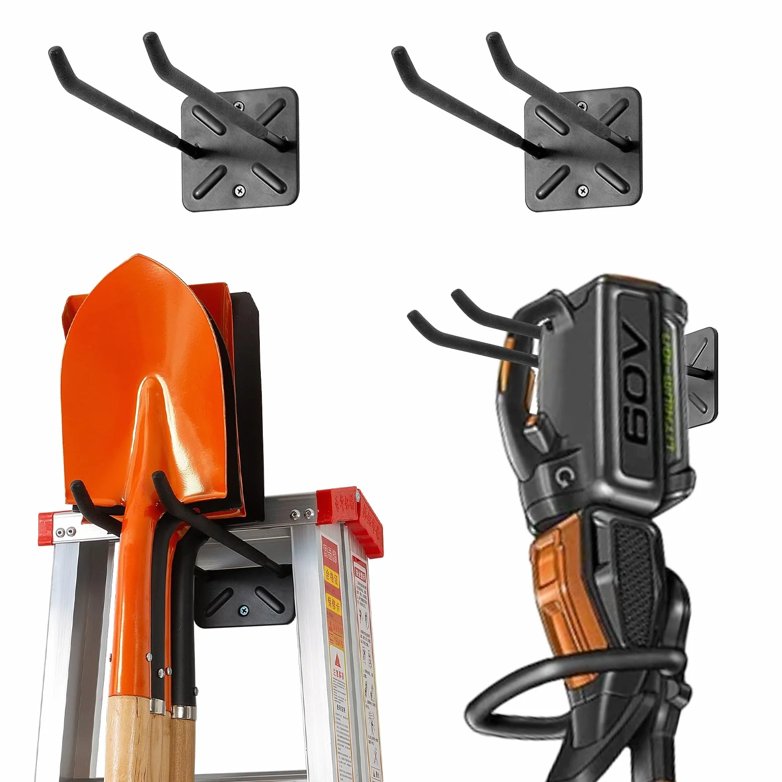 Ganci da Garage Heavy-Duty 30 cm, Organizer per Attrezzi da Montare a Muro, Ganci Doppio Versatili per Stoccaggio