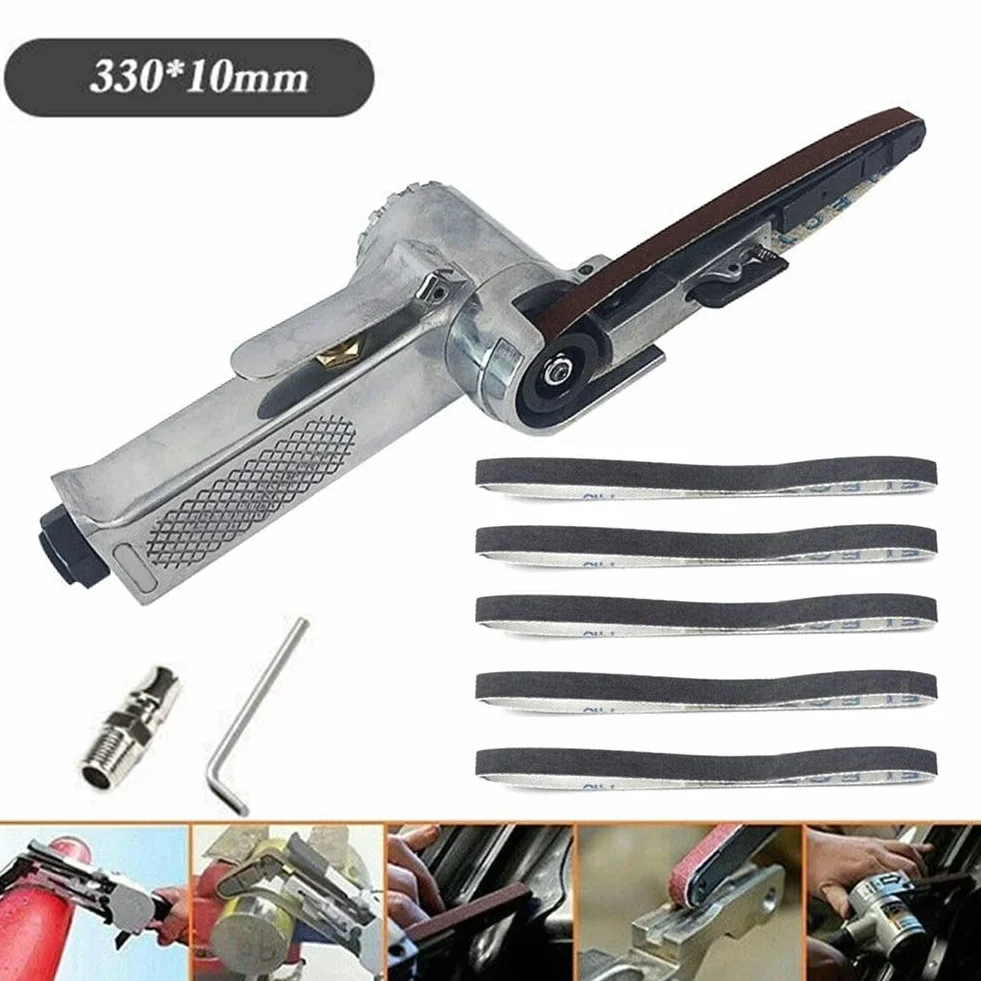 Levigatrice a Nastro Pneumatica 10mm 330mm con 25 Nastri Levigatura Strumento Lucidatura Auto